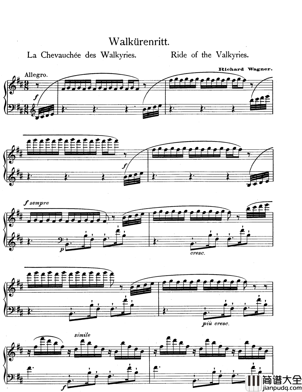 女武神的骑行钢琴谱_瓦格纳