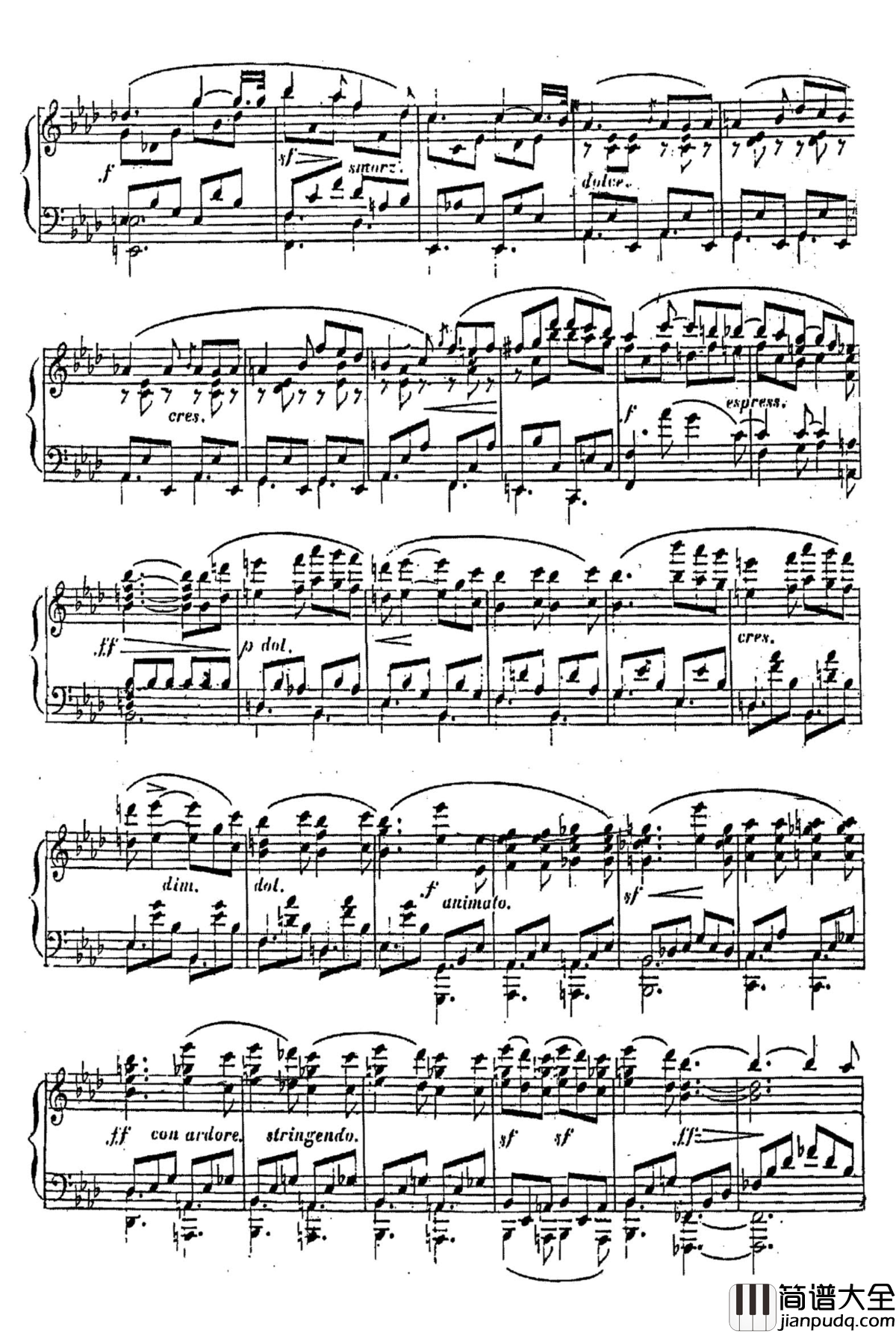 降A大调无词歌Op.795_No.1钢琴谱_车尔尼_Czerny