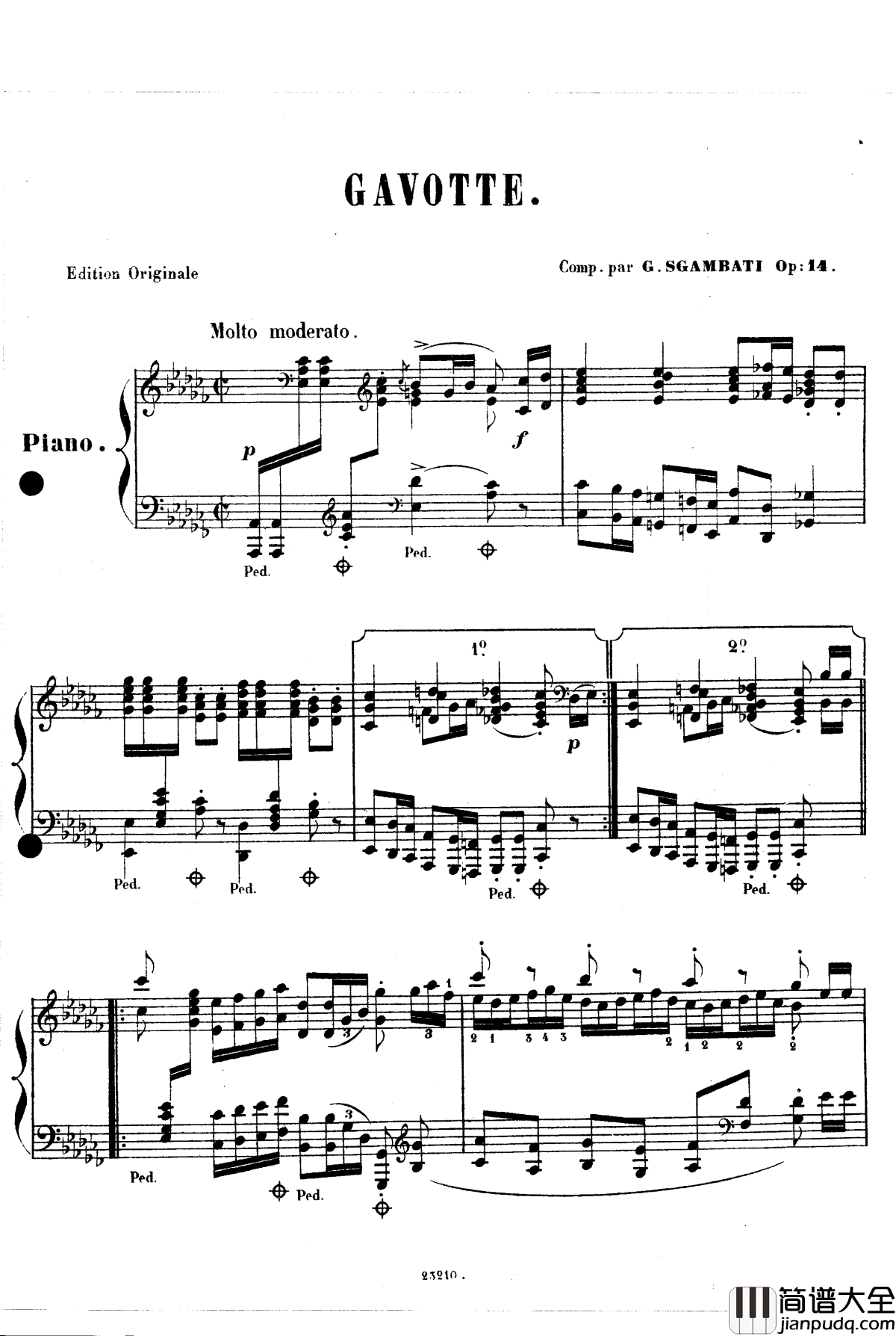 加沃特舞曲Op.14钢琴谱_斯甘巴蒂