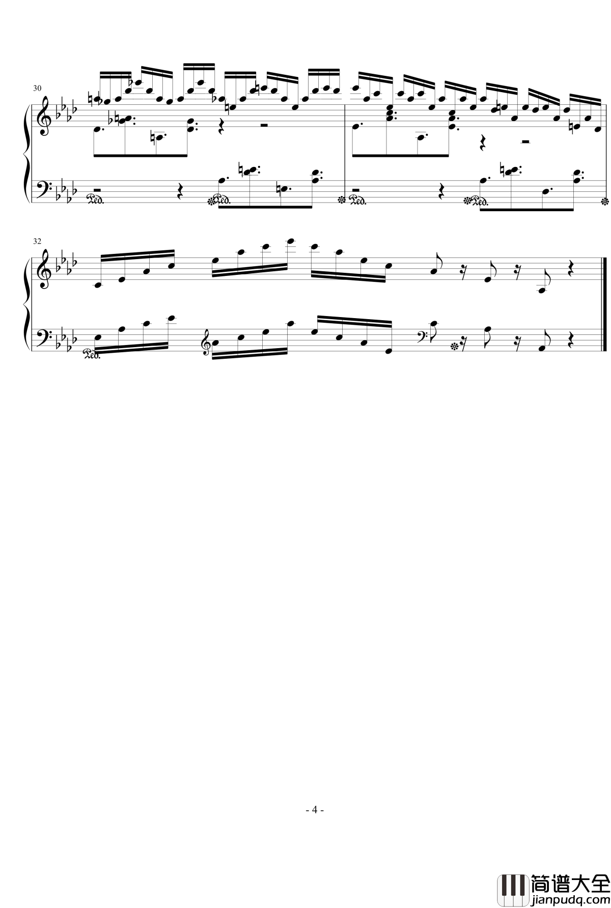 初雪钢琴谱_yebeiyu