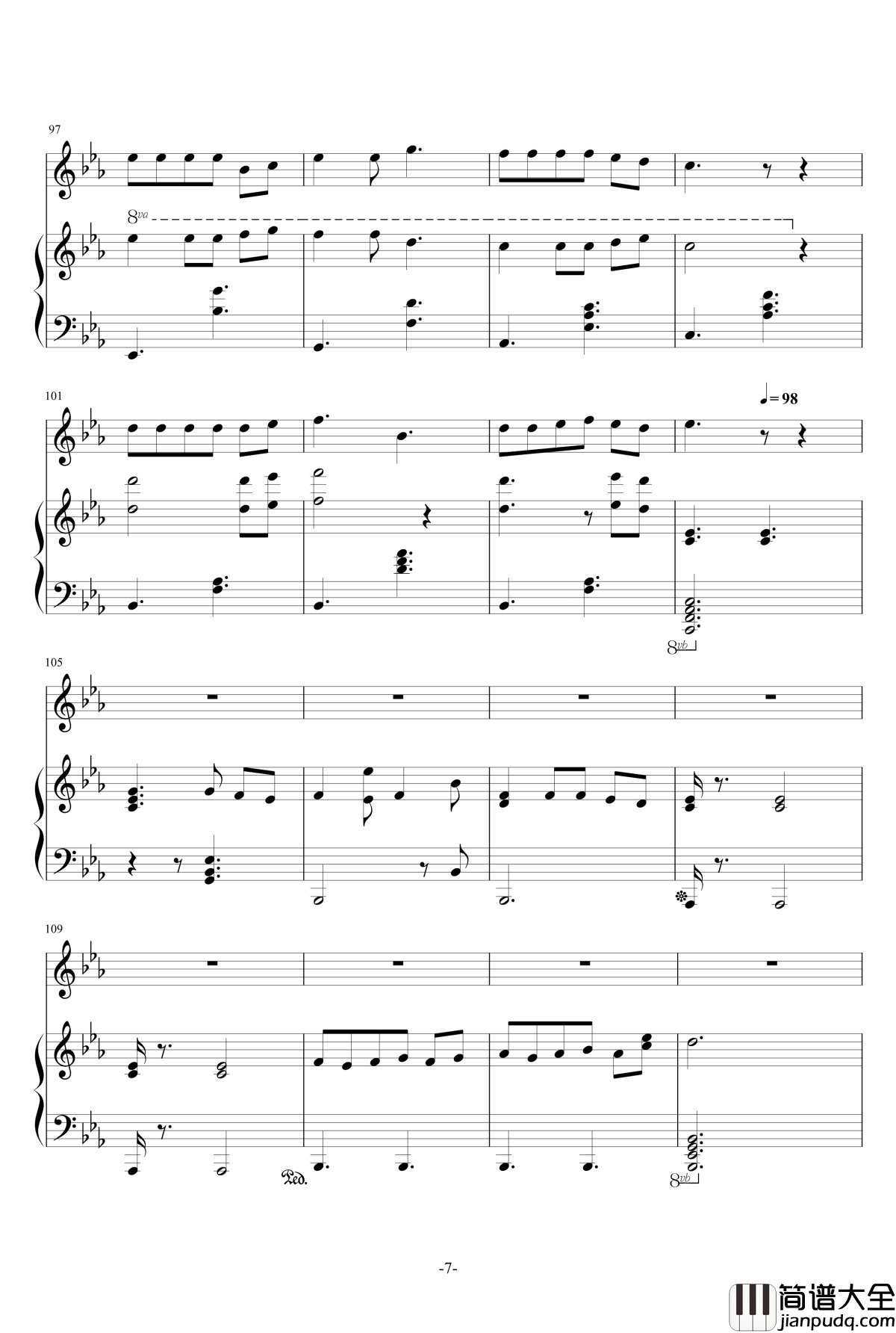 同桌的你钢琴谱_胡夏版_胡夏