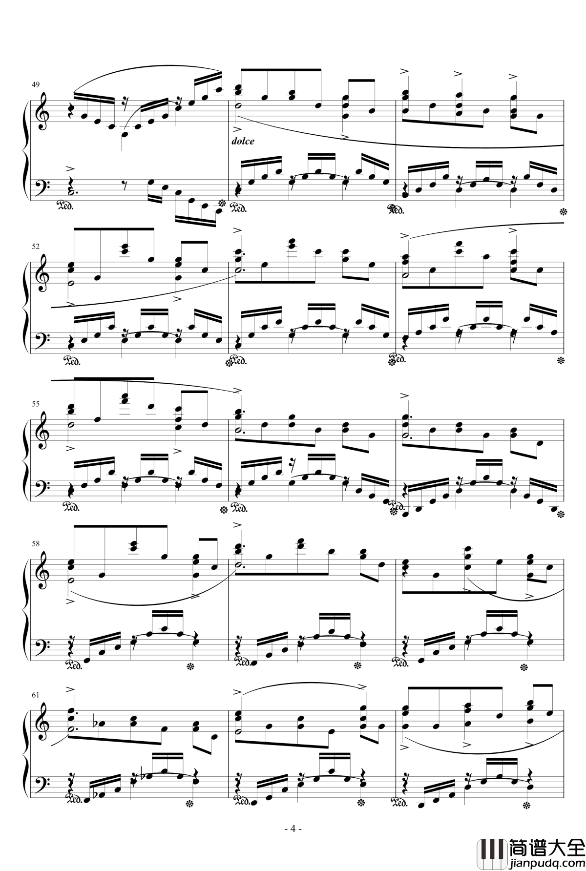 雪绒花钢琴谱_世界名曲