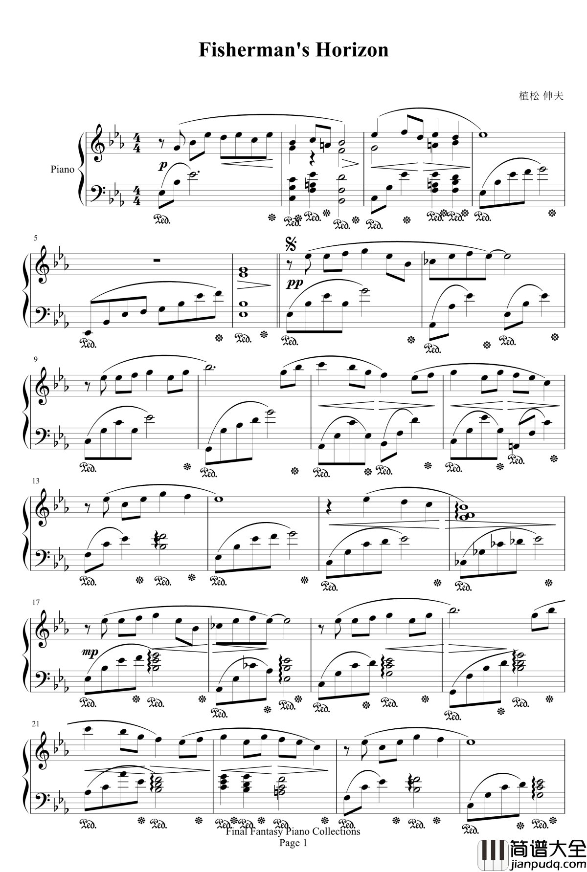 Fisherman钢琴谱_最终幻想