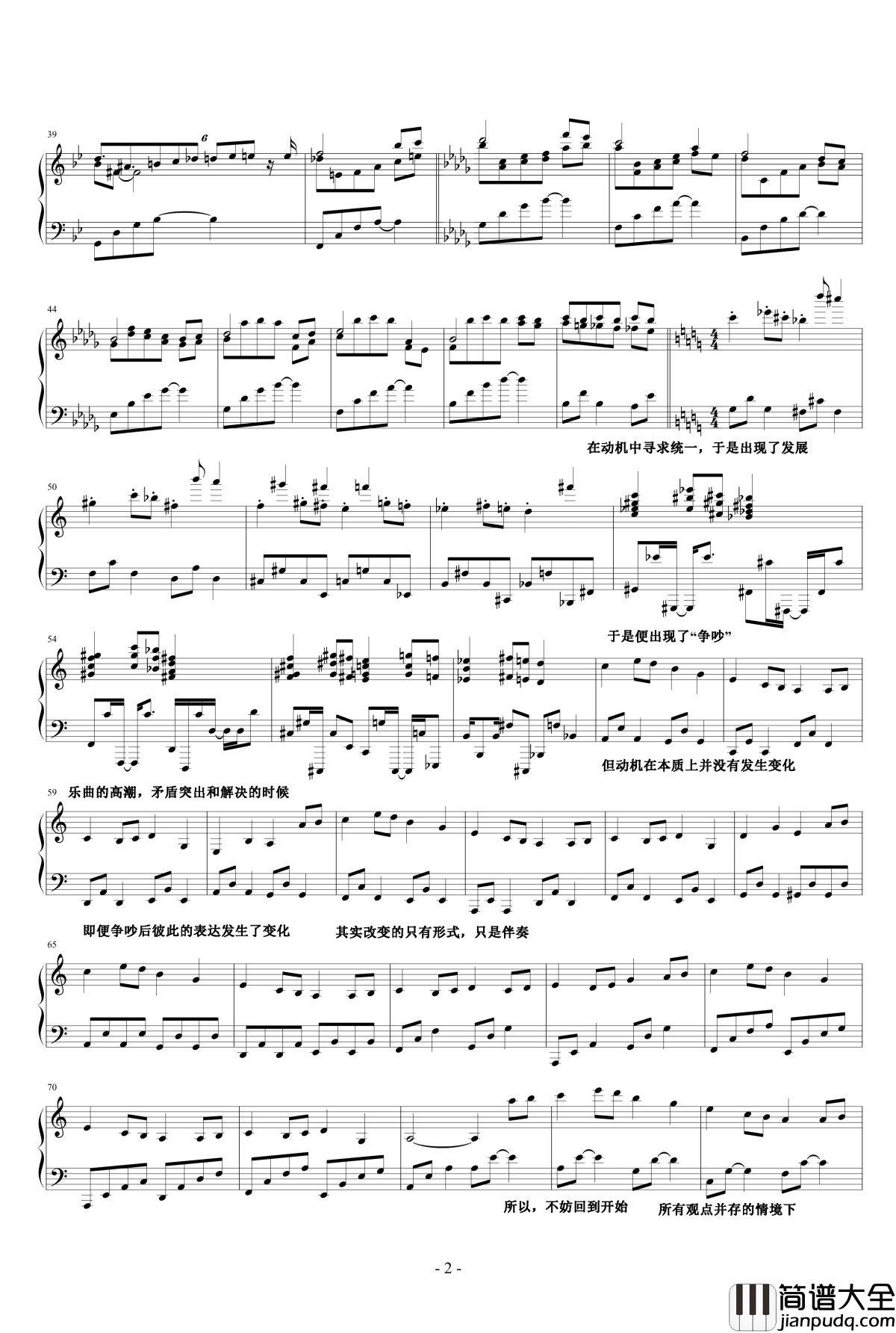 争吵钢琴谱_升c小调