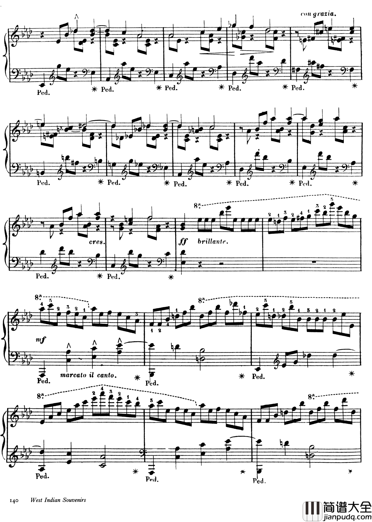 西印度小夜曲_Op.11钢琴谱_戈特沙尔克