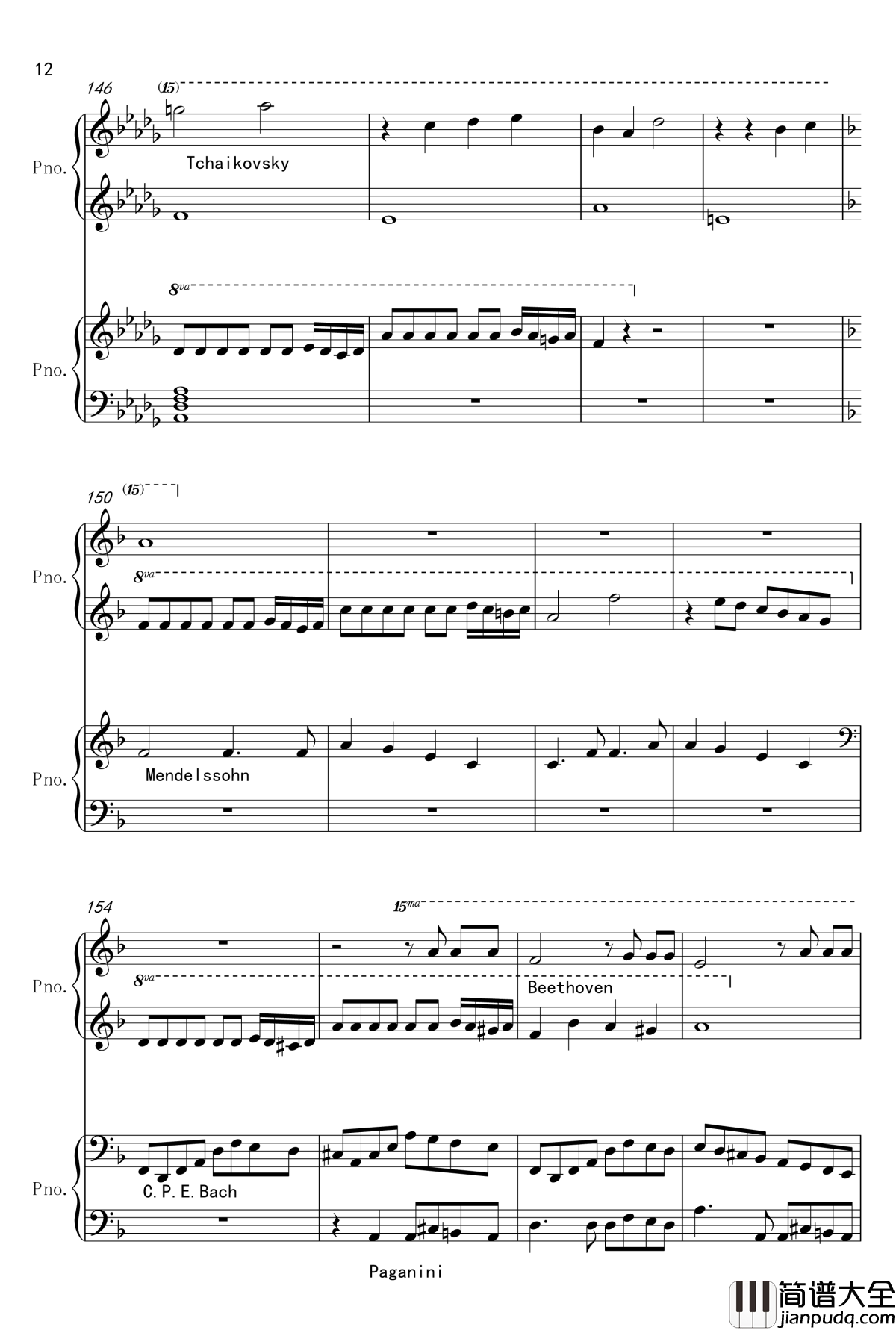 名曲编年史钢琴谱_世界名曲