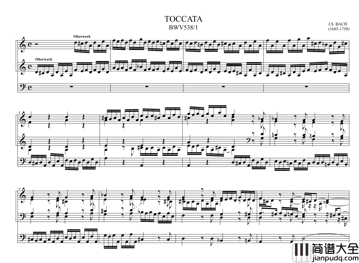 d小调托卡塔__BWV538钢琴谱_巴赫_P.E.Bach