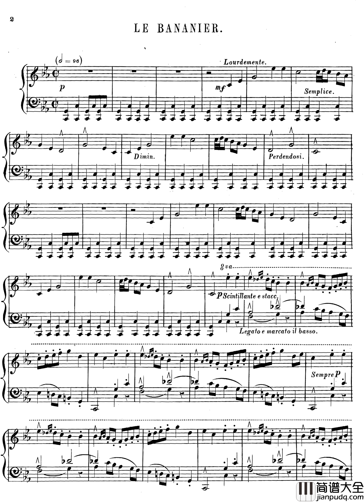 黑人香蕉舞Op.5钢琴谱_戈特沙尔克