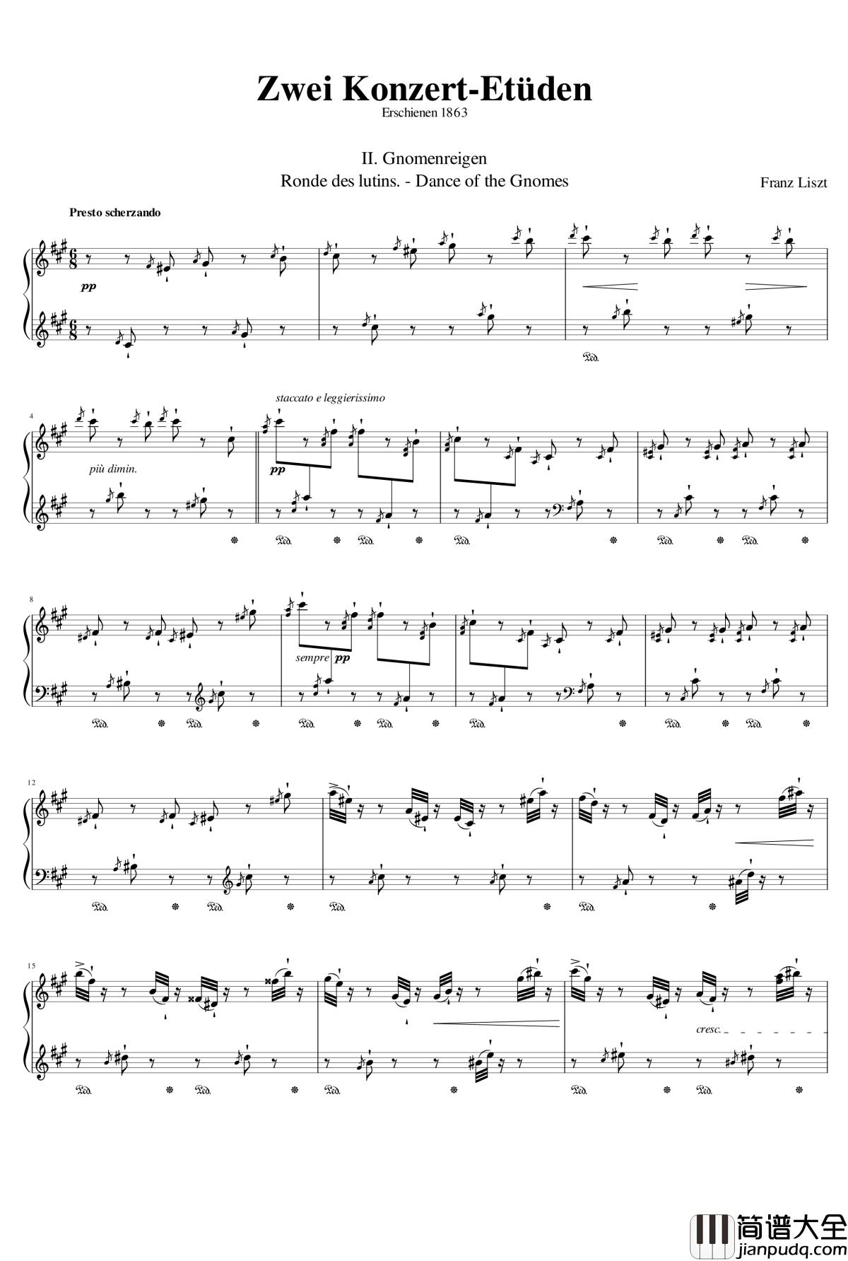 侏儒之舞钢琴谱_Gnomenreigen_李斯特