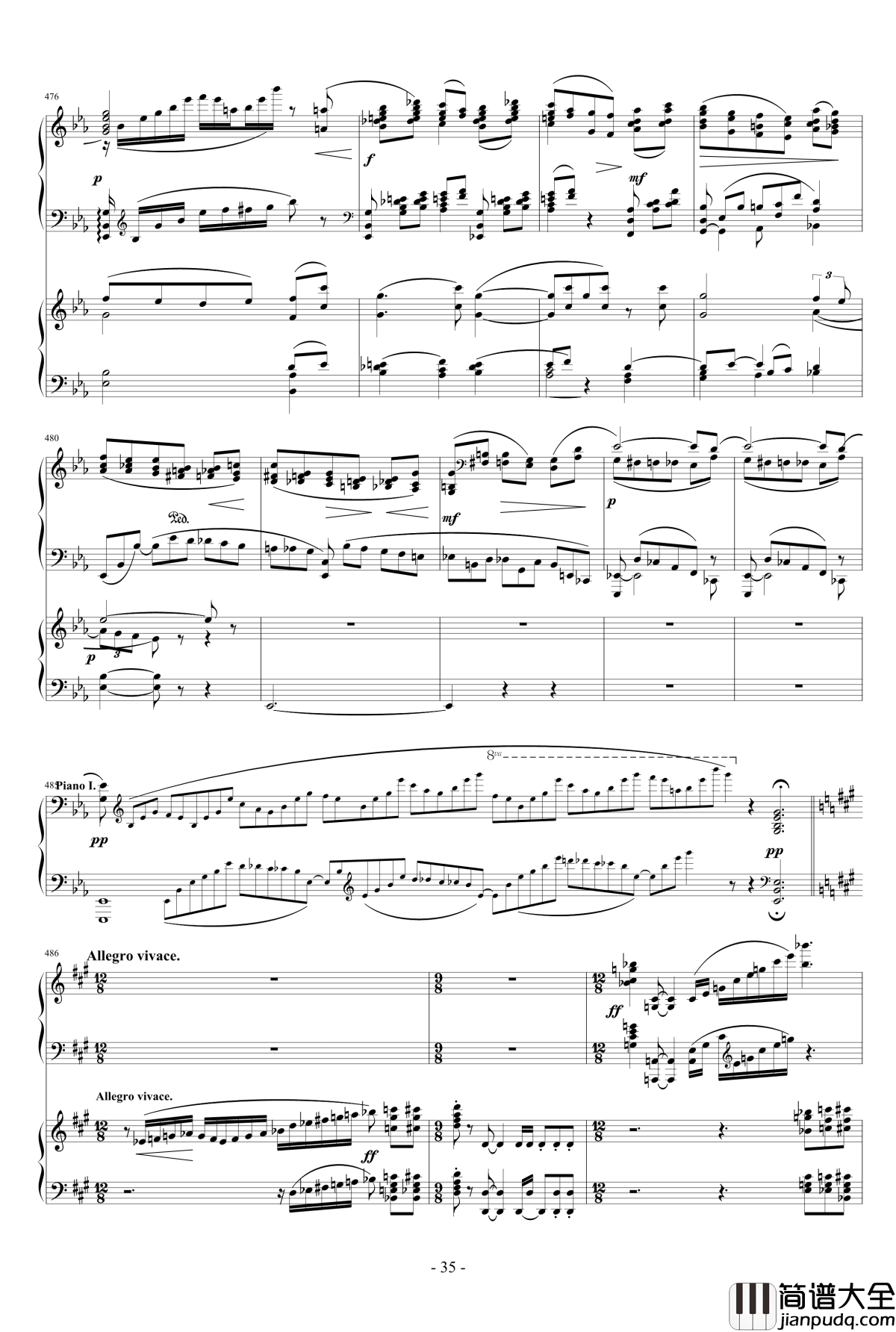 拉赫玛尼诺夫第一钢琴协奏曲_Op.1钢琴谱_拉赫马尼若夫