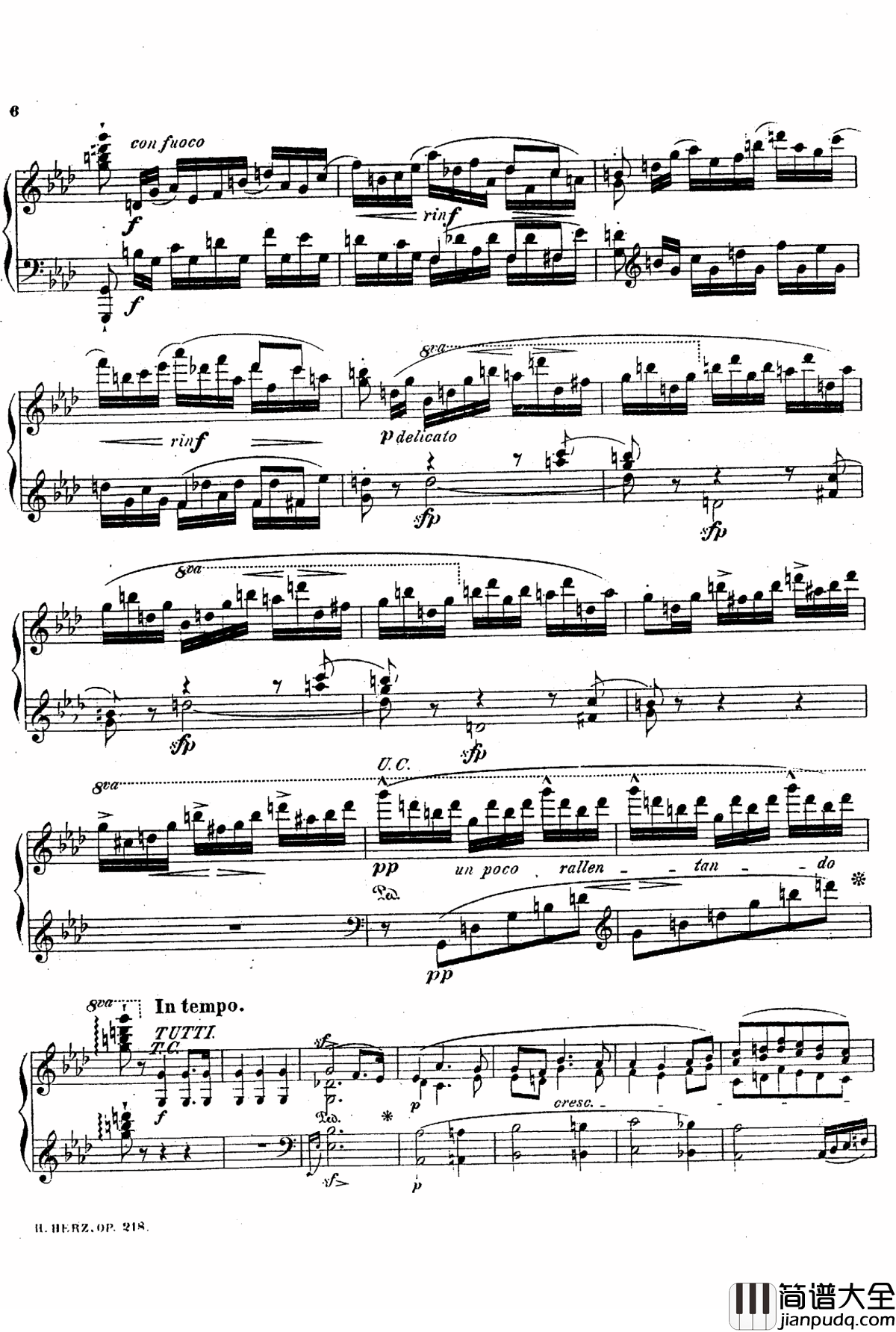 降A大调第八钢琴协奏曲Op.218钢琴谱_赫尔兹