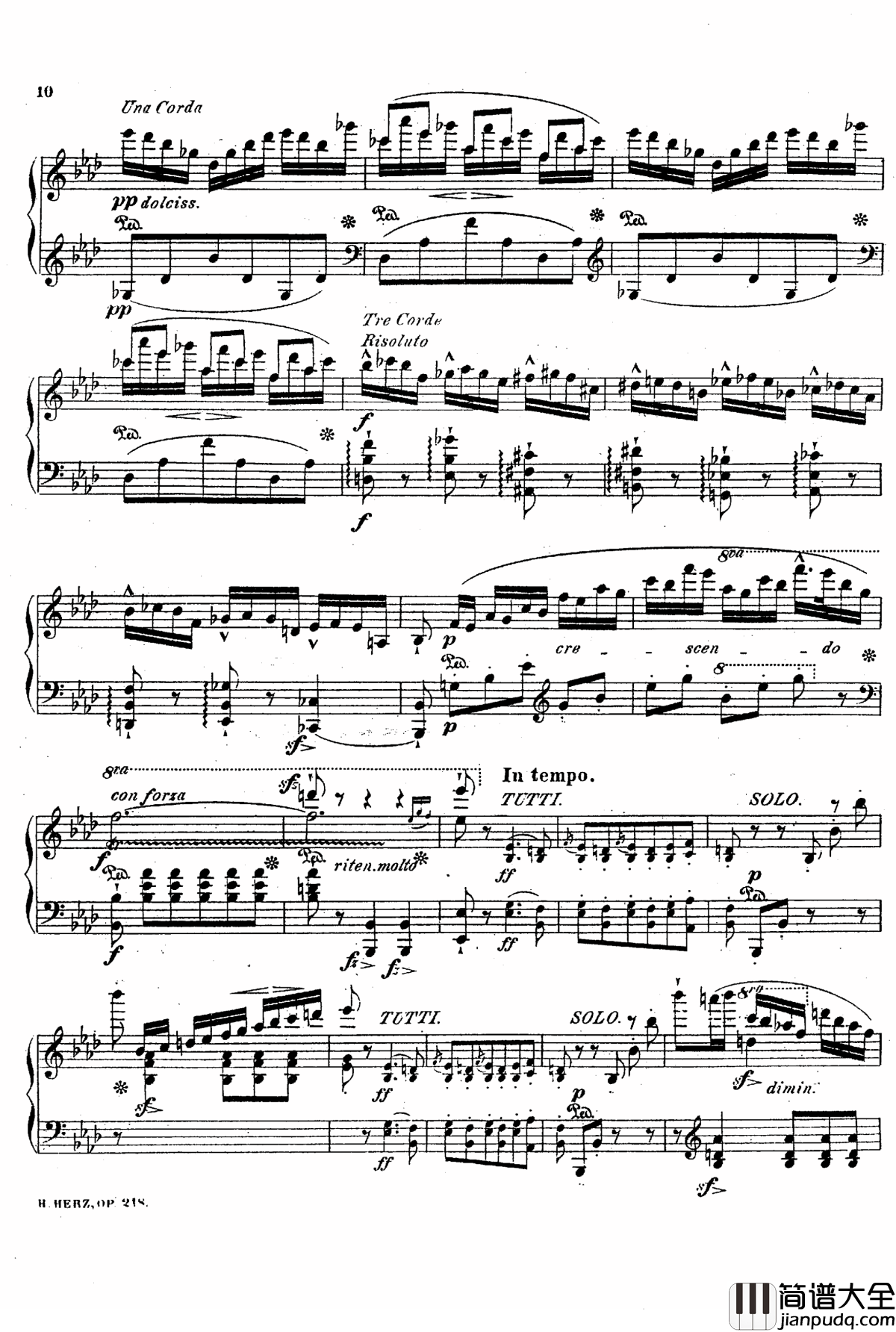 降A大调第八钢琴协奏曲Op.218钢琴谱_赫尔兹