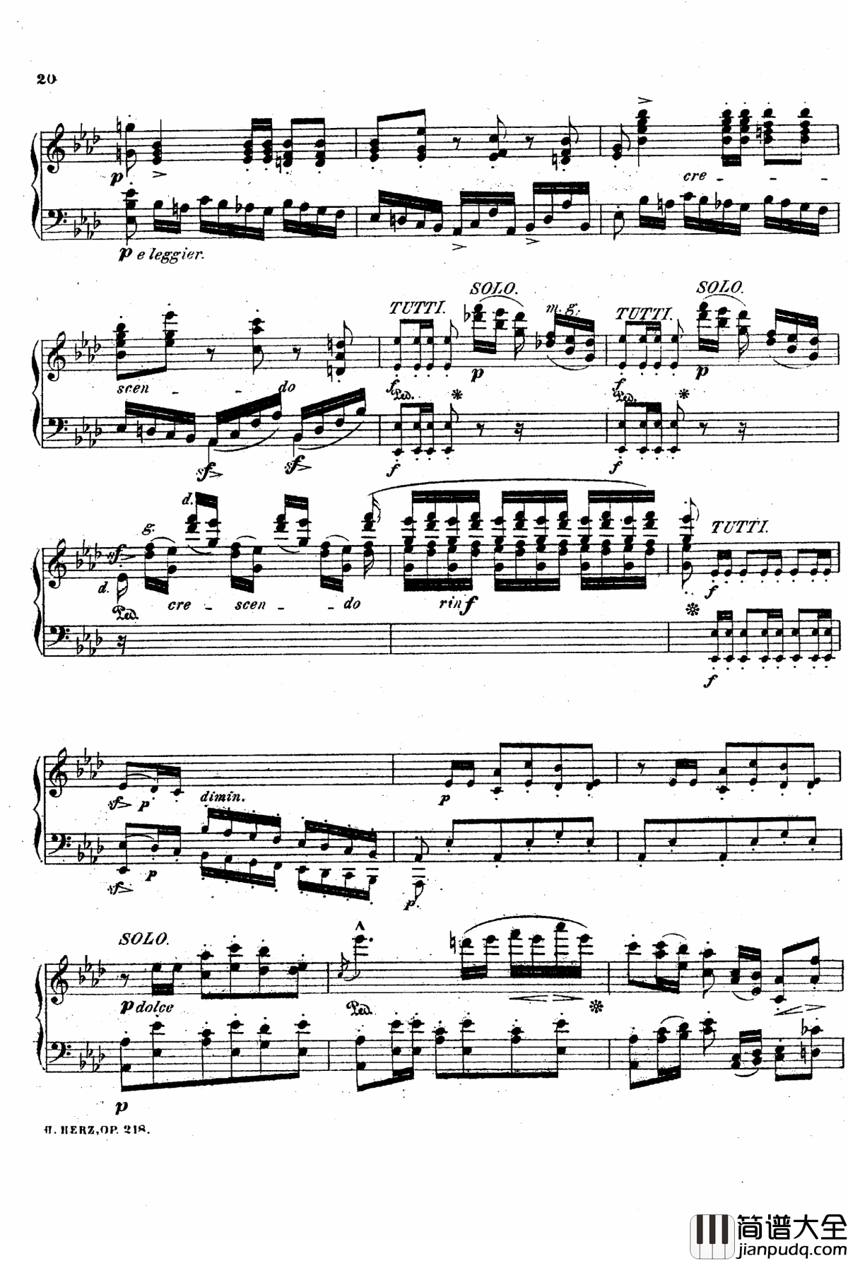 降A大调第八钢琴协奏曲Op.218钢琴谱_赫尔兹