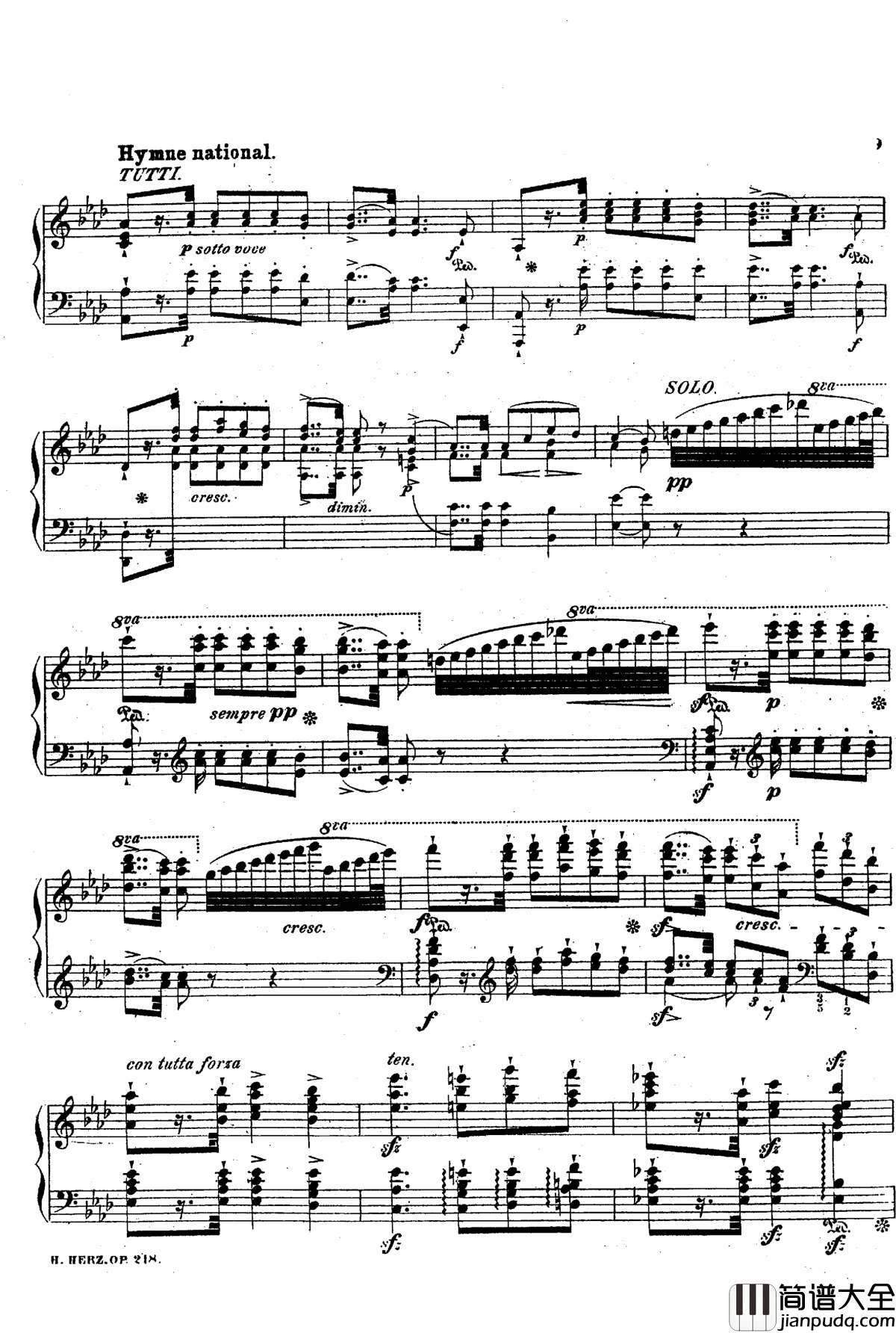 降A大调第八钢琴协奏曲Op.218钢琴谱_赫尔兹