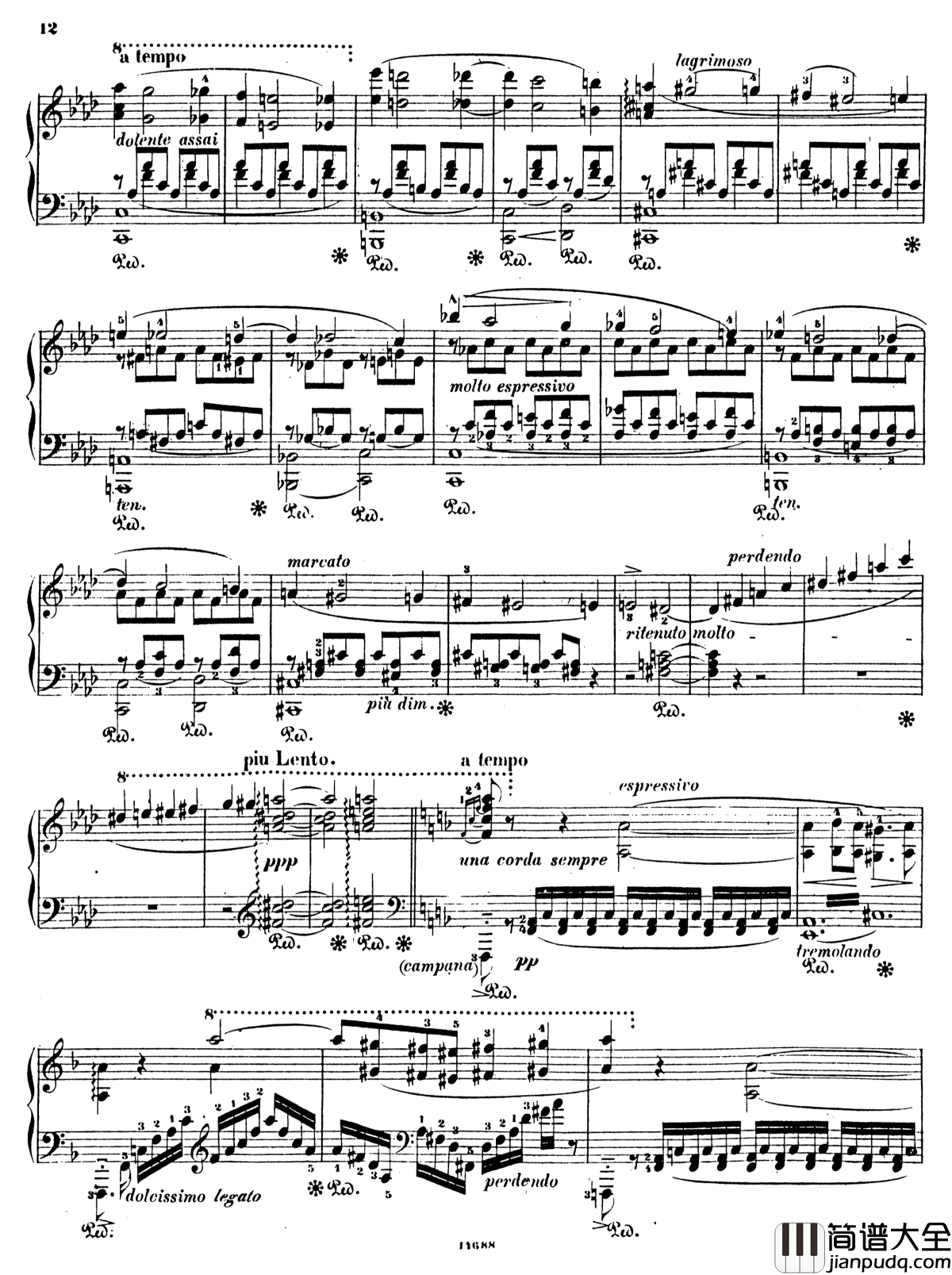 塔索的丧葬凯旋S.517钢琴谱_李斯特