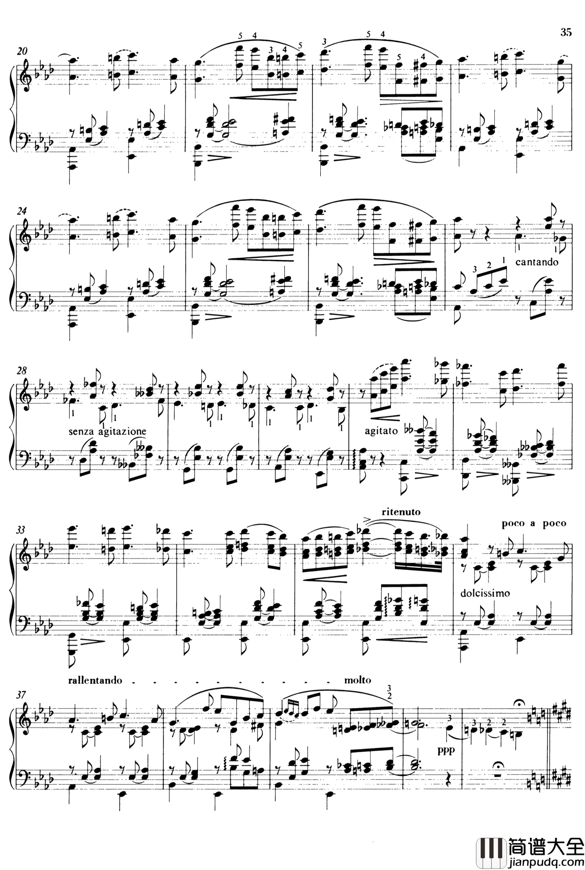 李斯特悲歌钢琴谱S.168_普契尼