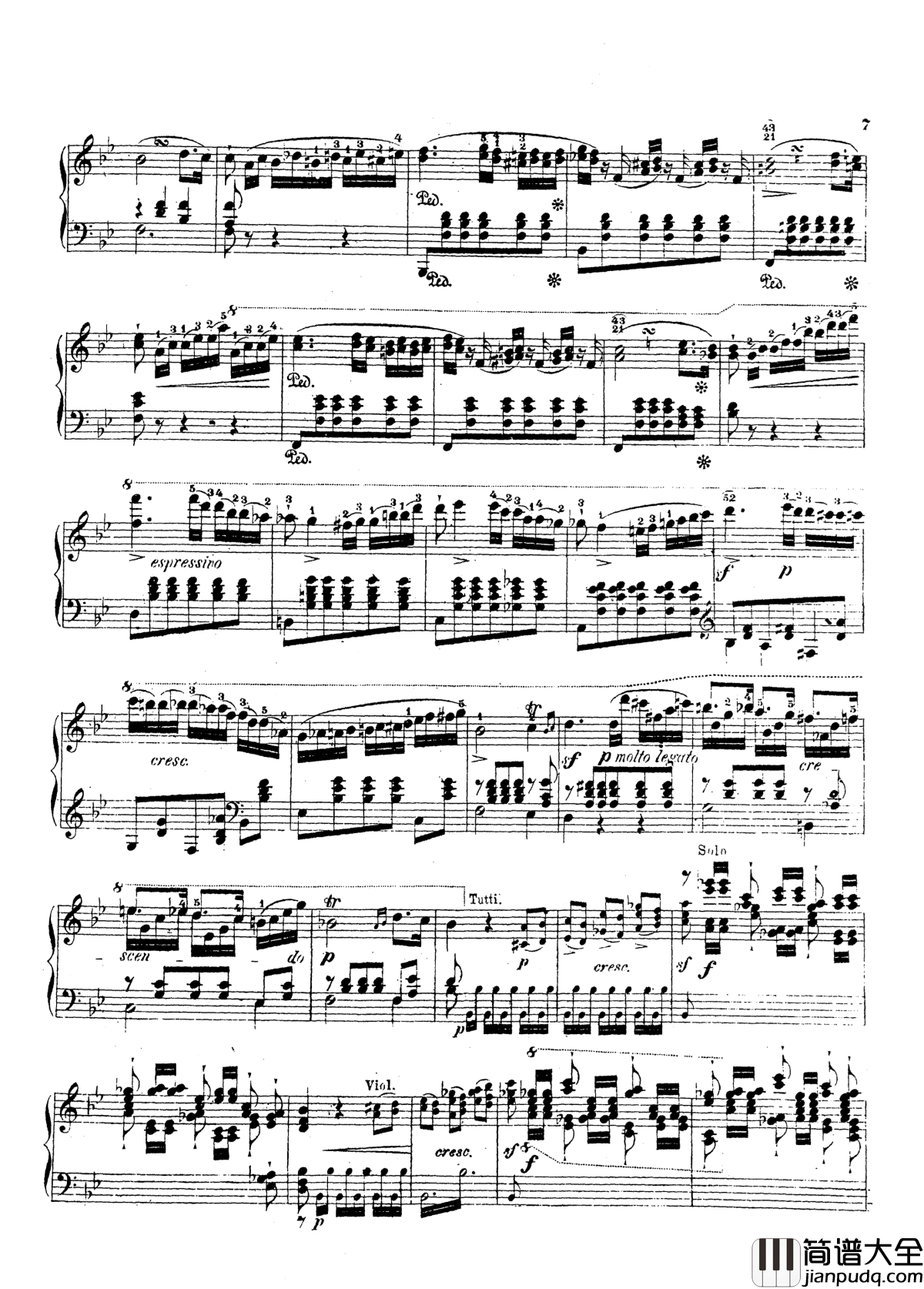 g小调第三钢琴协奏曲Op.58钢琴谱_莫谢莱斯