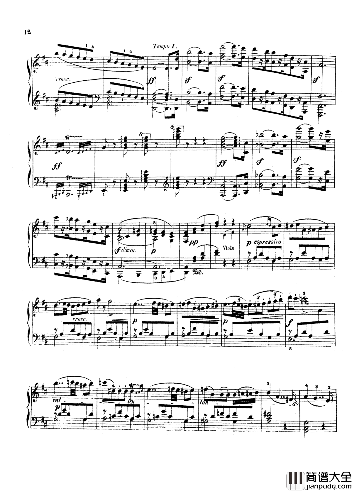 g小调第三钢琴协奏曲Op.58钢琴谱_莫谢莱斯