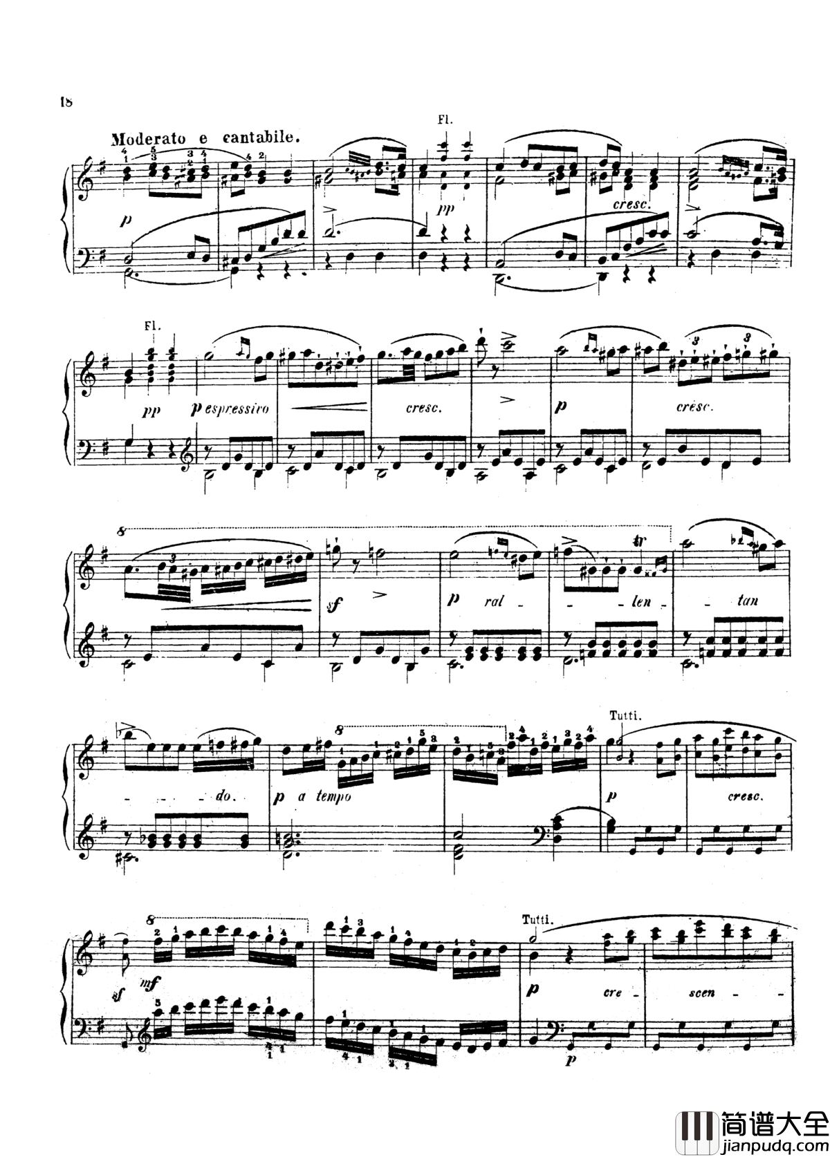 g小调第三钢琴协奏曲Op.58钢琴谱_莫谢莱斯