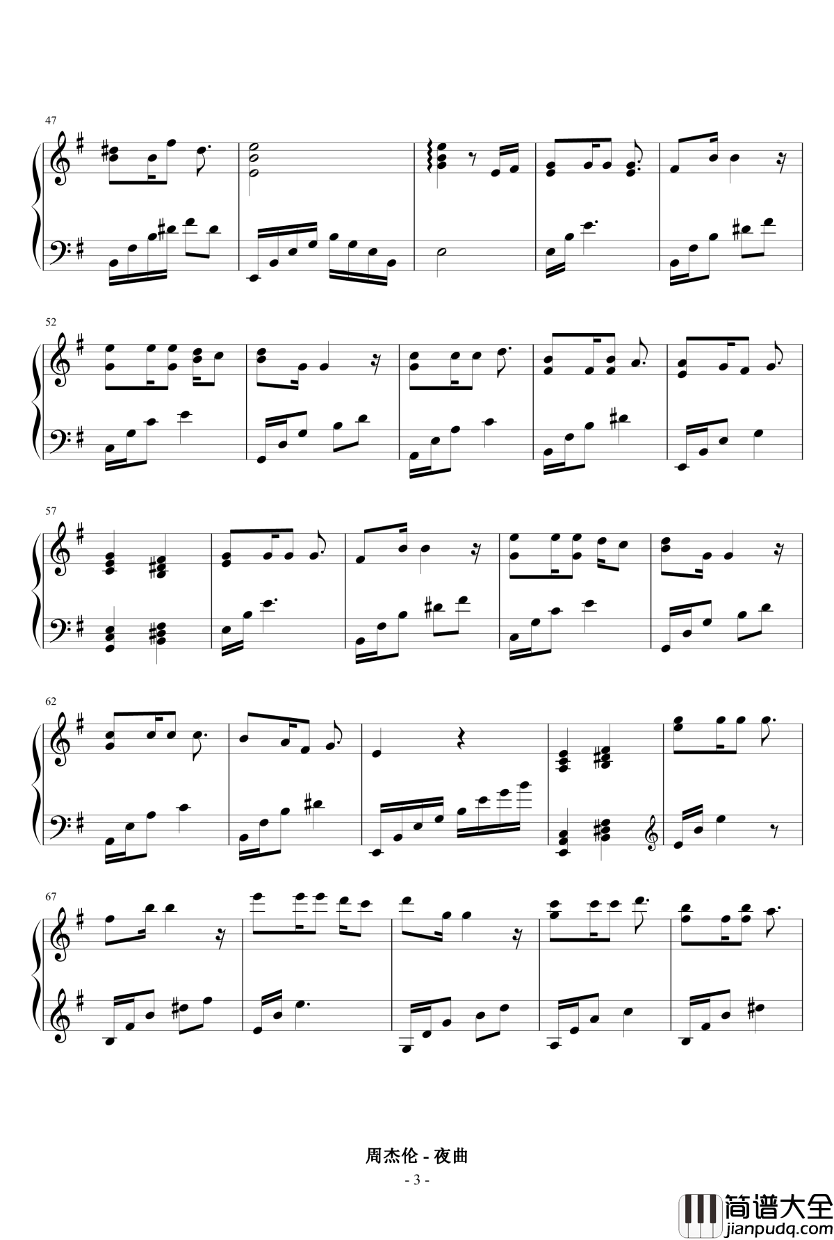 夜曲钢琴谱_周杰伦