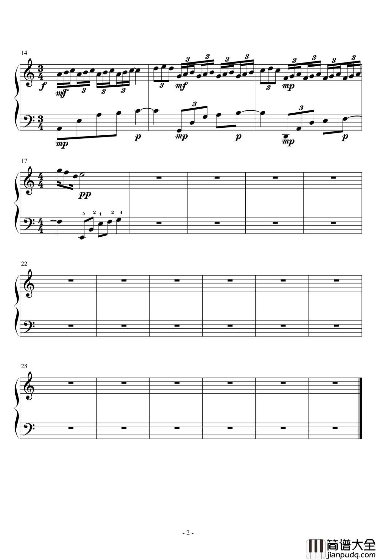 失恋进行曲2钢琴谱_13558695594