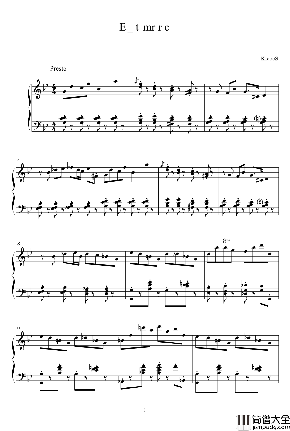 加伏特舞曲钢琴谱_KioooS