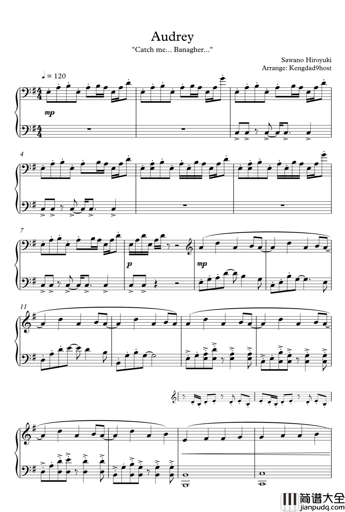 Audrey钢琴谱_高达Age_高达独角兽