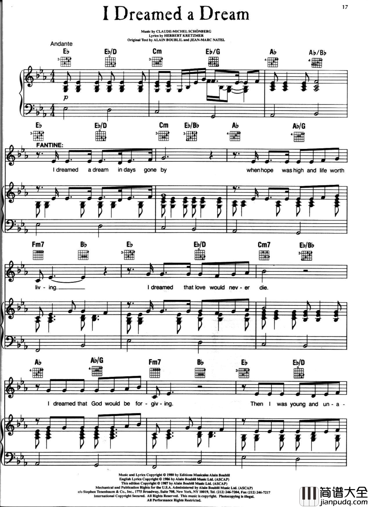 悲惨世界弹唱谱全集钢琴谱_Les_Miserables