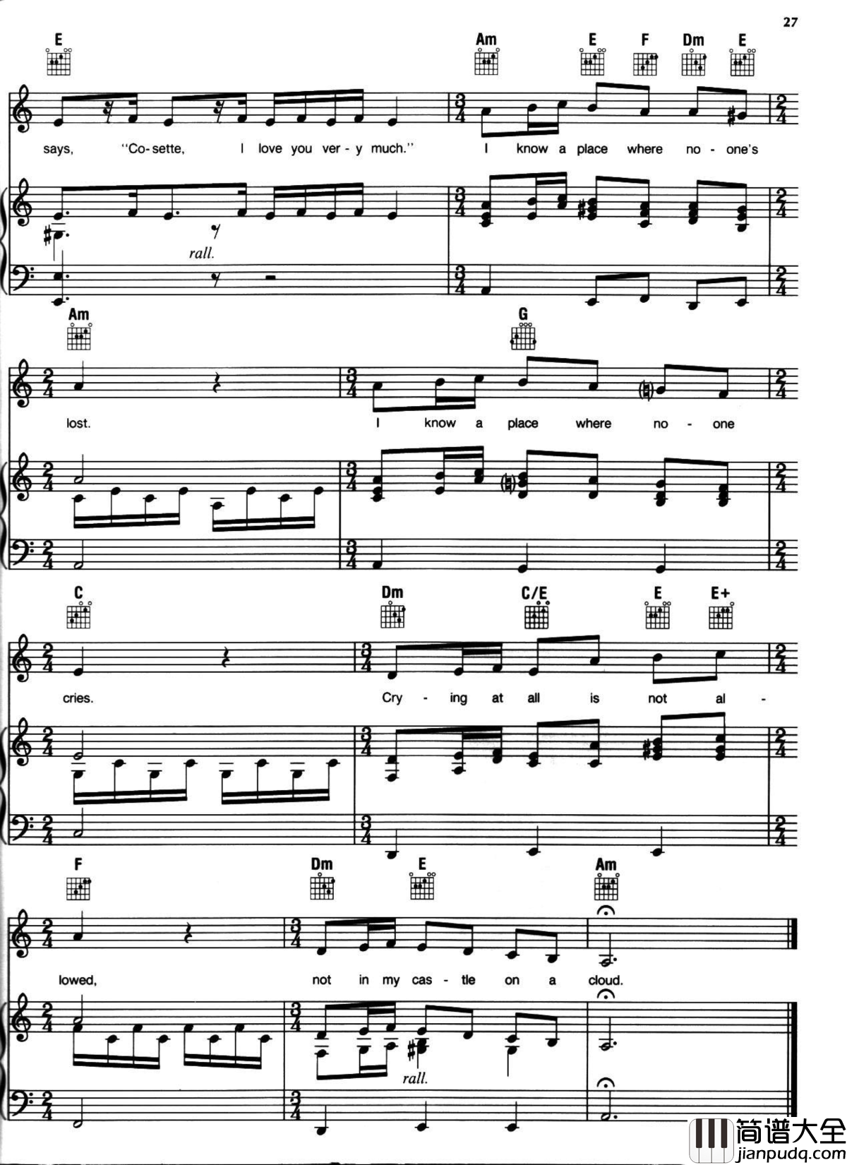 悲惨世界弹唱谱全集钢琴谱_Les_Miserables