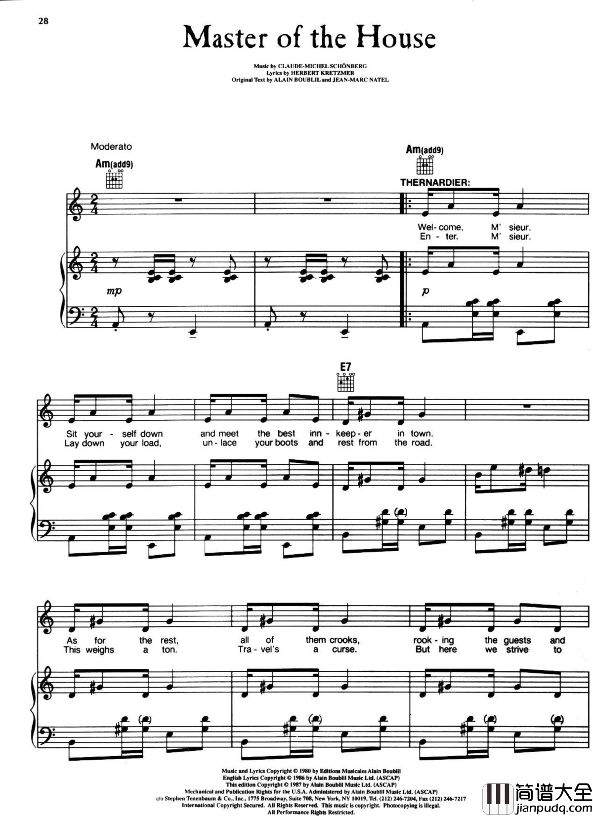 悲惨世界弹唱谱全集钢琴谱_Les_Miserables