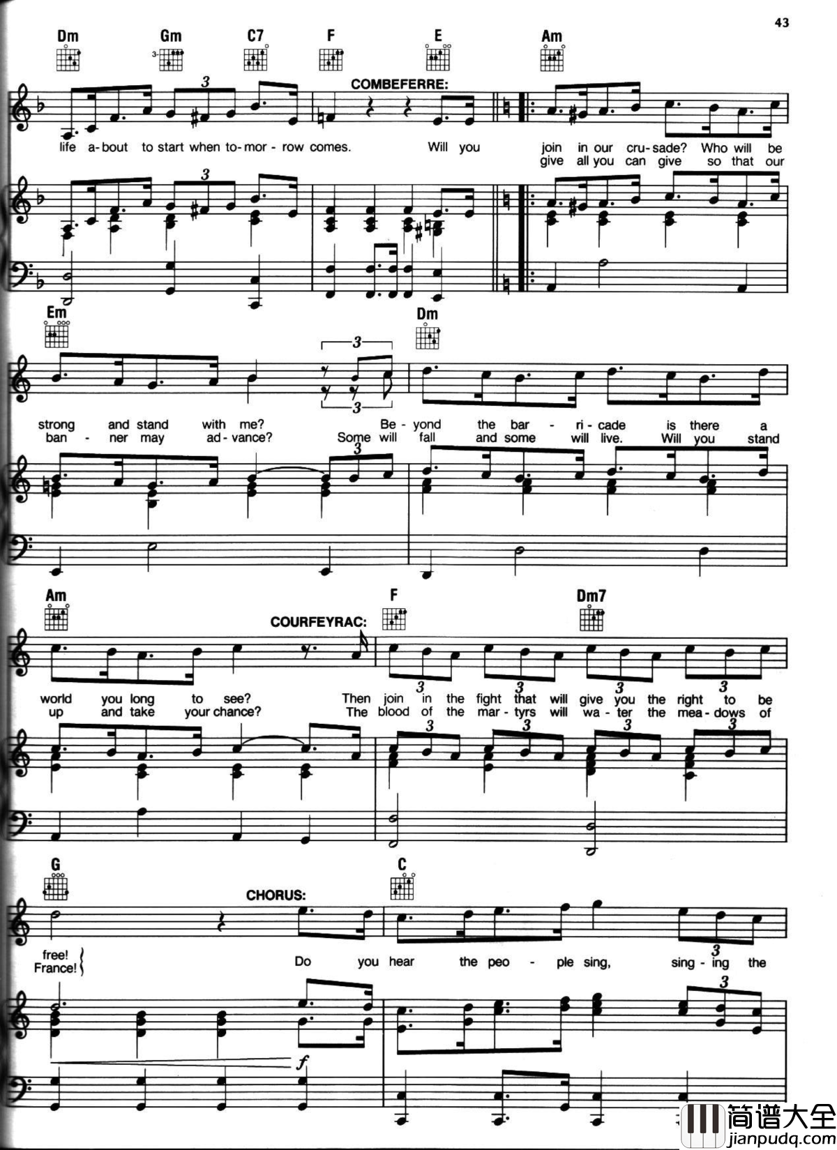 悲惨世界弹唱谱全集钢琴谱_Les_Miserables