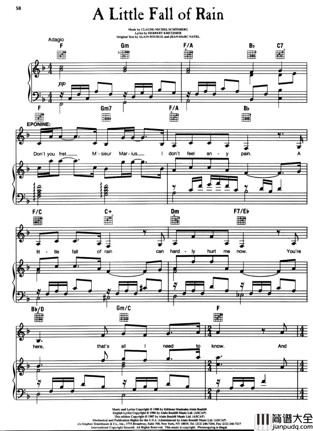 悲惨世界弹唱谱全集钢琴谱_Les_Miserables