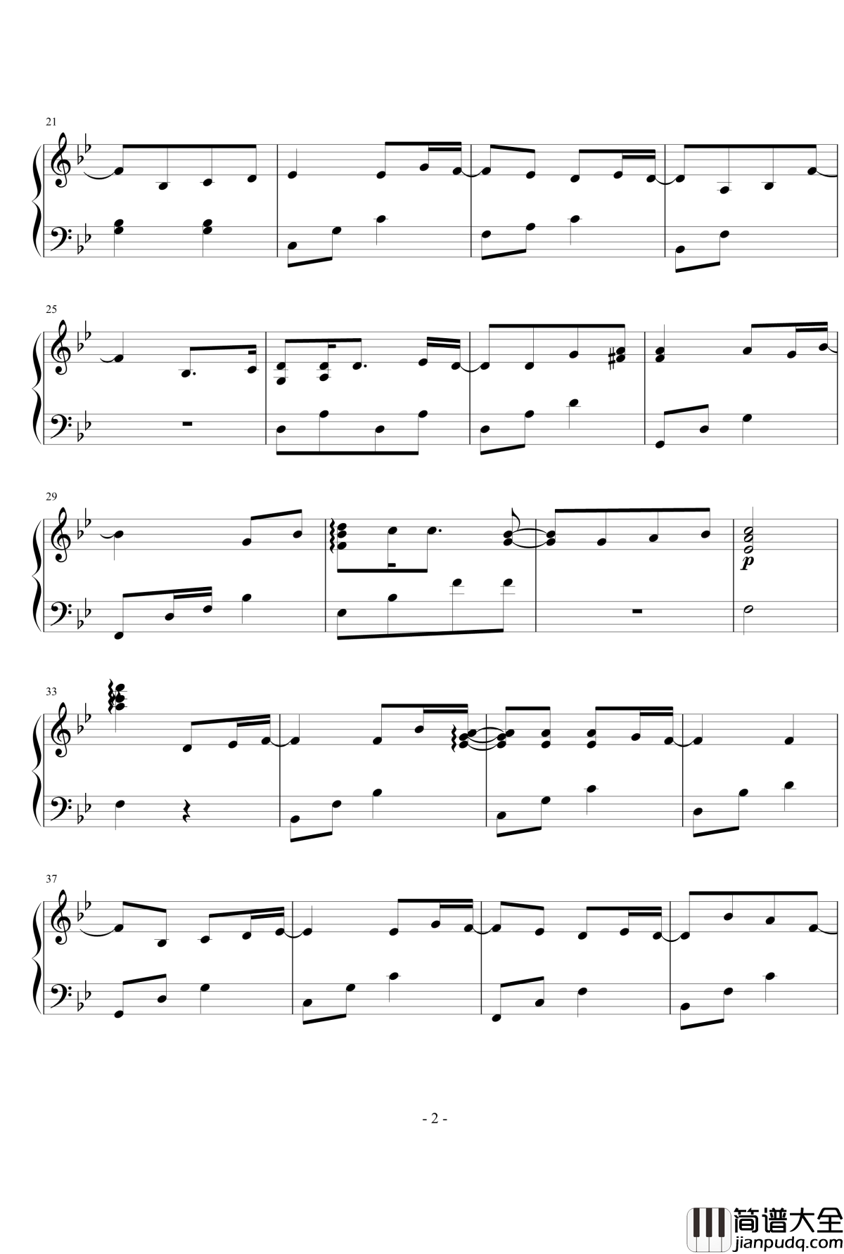 夏日倾情钢琴谱_黎明