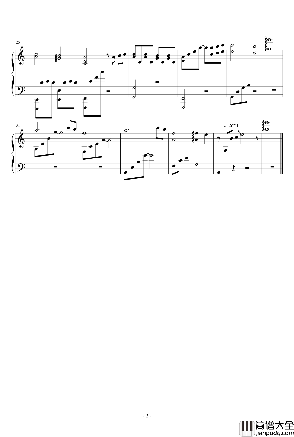 永恒之苦钢琴谱_幻城