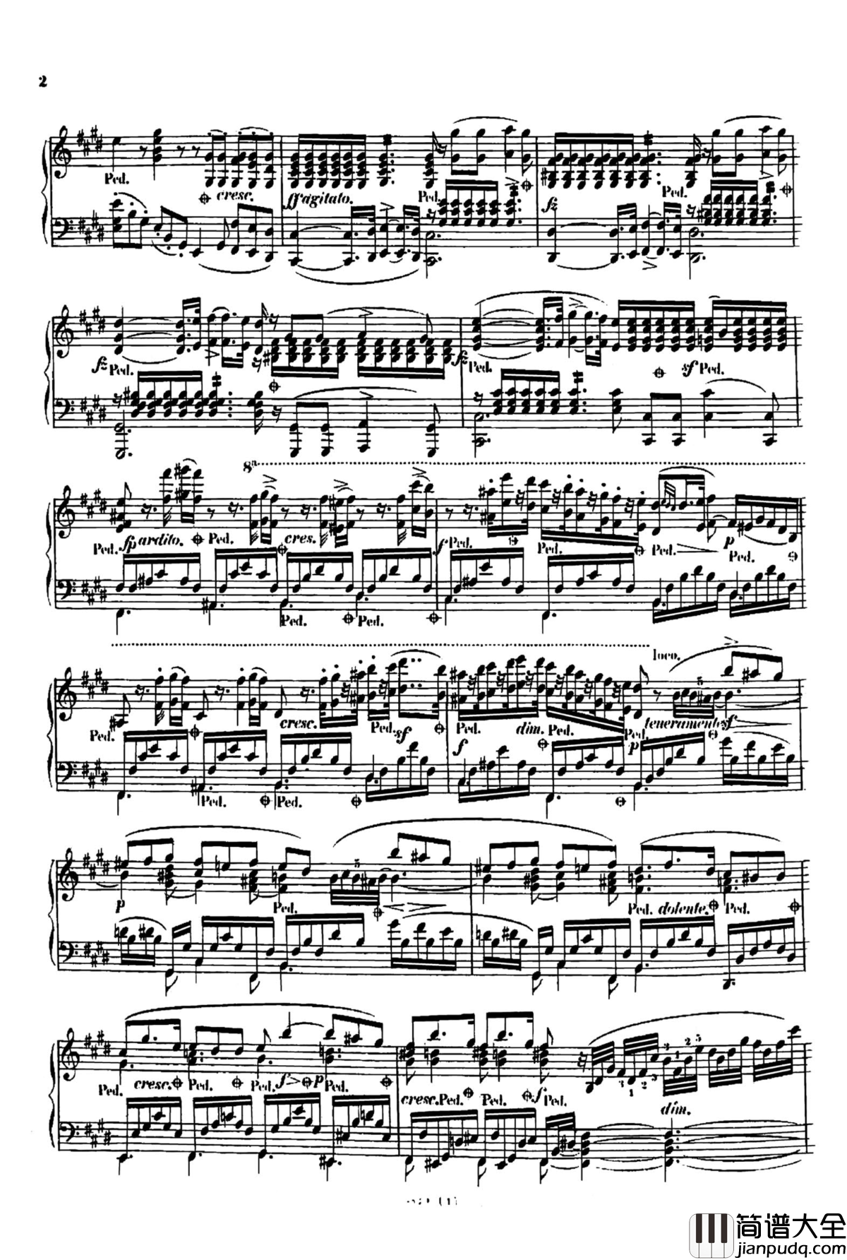 E大调夜曲Op.604No.1钢琴谱_斯甘巴蒂_车尔尼__敬意