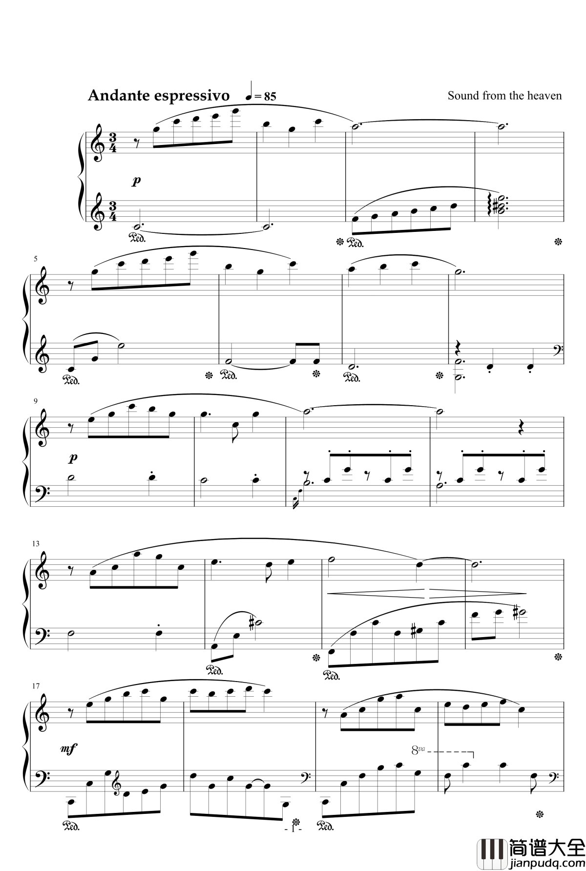 路钢琴谱_钢琴版_天籁传声