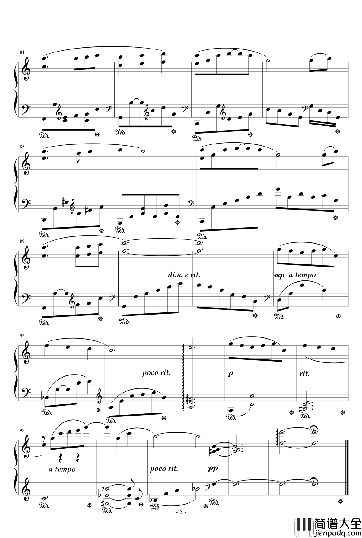 路钢琴谱_钢琴版_天籁传声