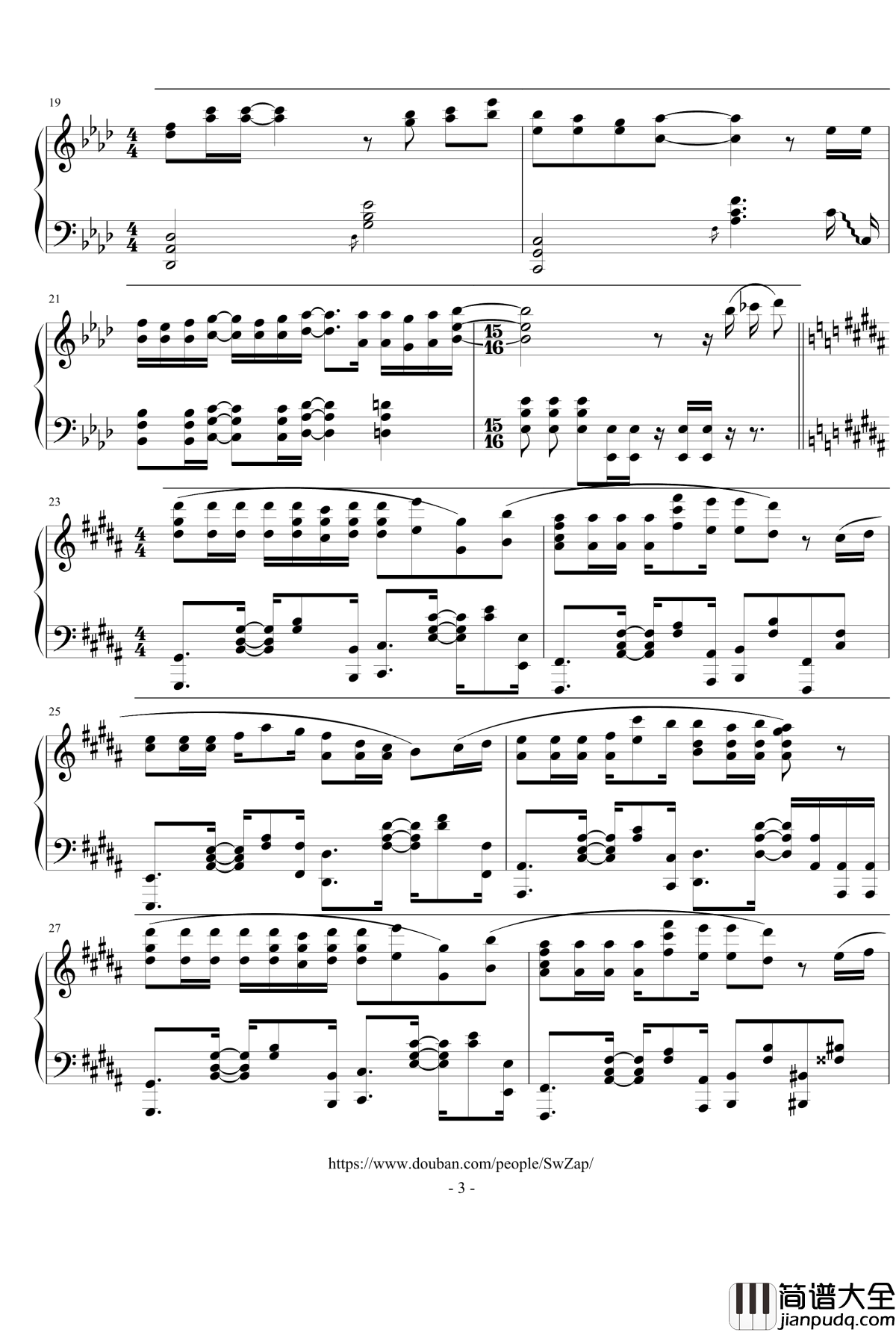 アンチクロックワイズ钢琴谱_After_the_Rain_逆时针_时钟机关之星ED