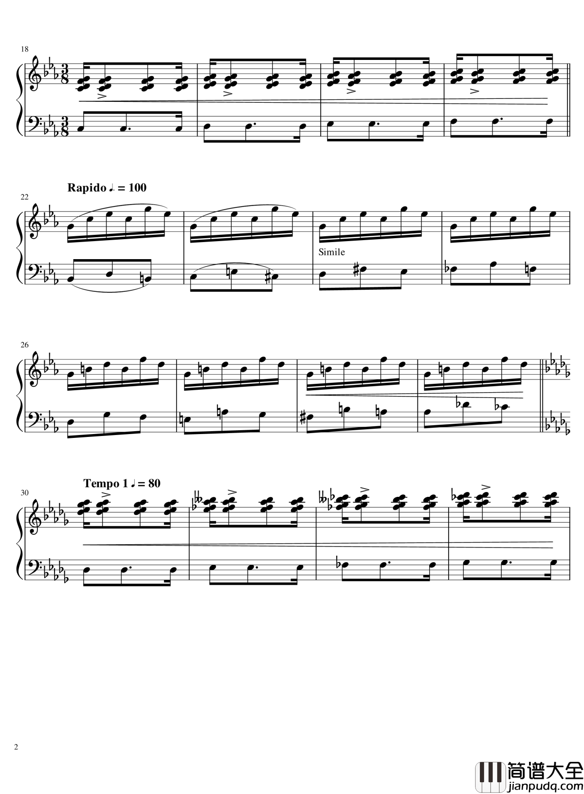 River钢琴谱_河岸_k_f_c