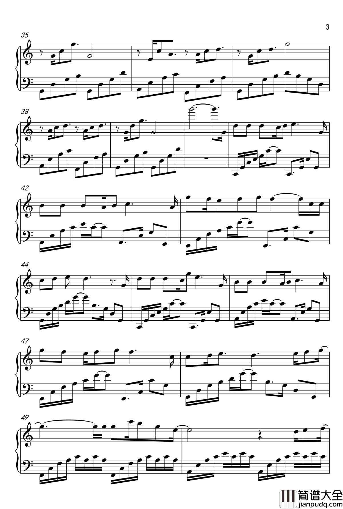 我害怕钢琴谱_薛之谦