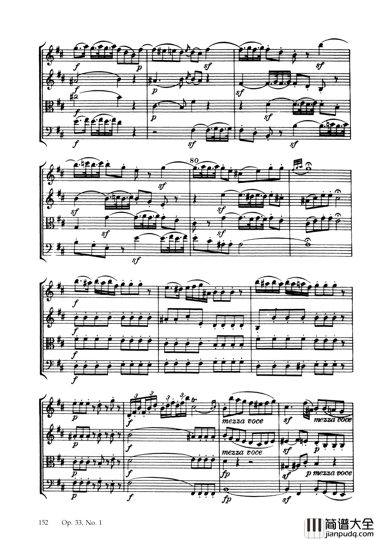 b小调弦乐四重奏_Op.33__No.1钢琴谱_海顿