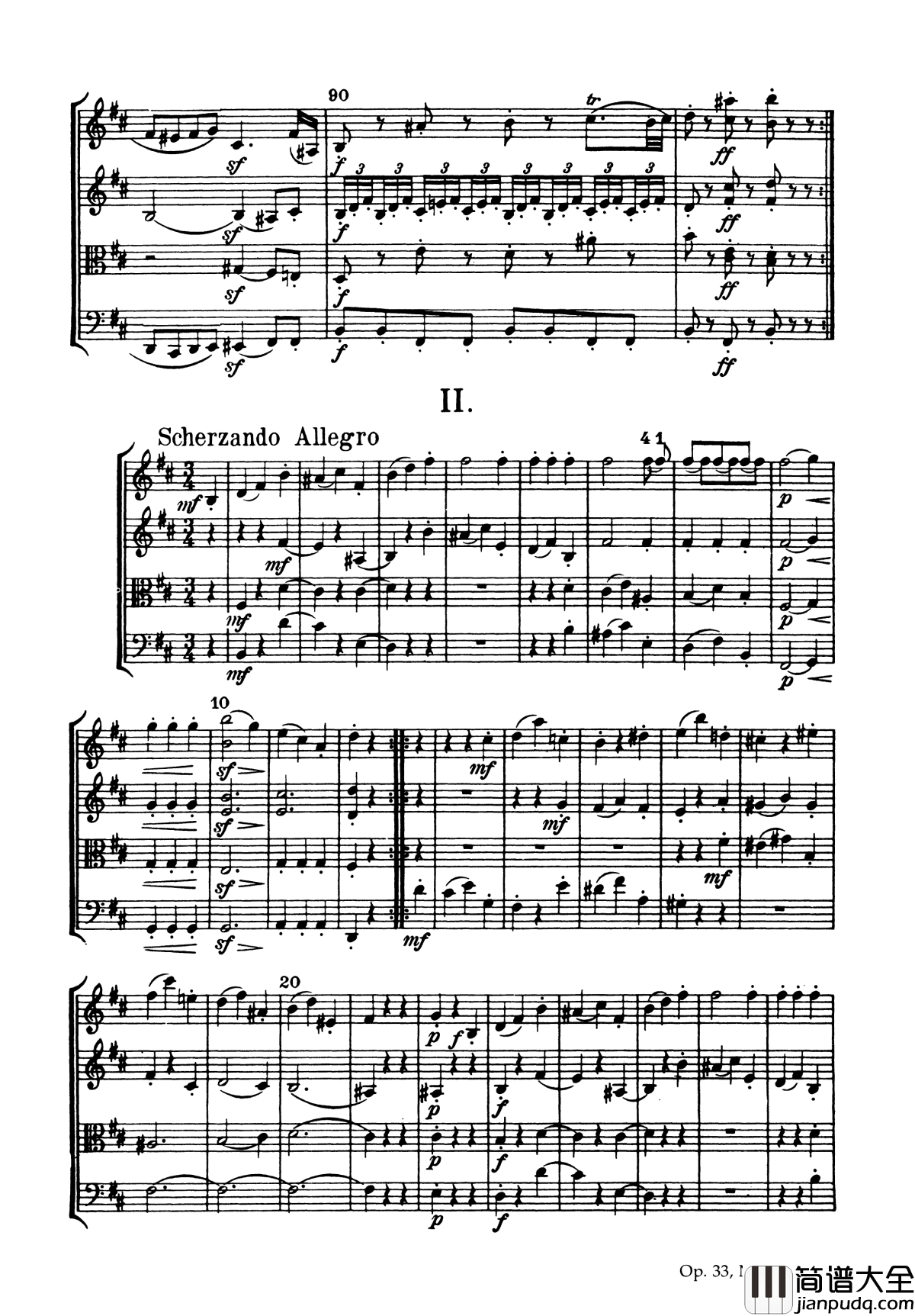 b小调弦乐四重奏_Op.33__No.1钢琴谱_海顿