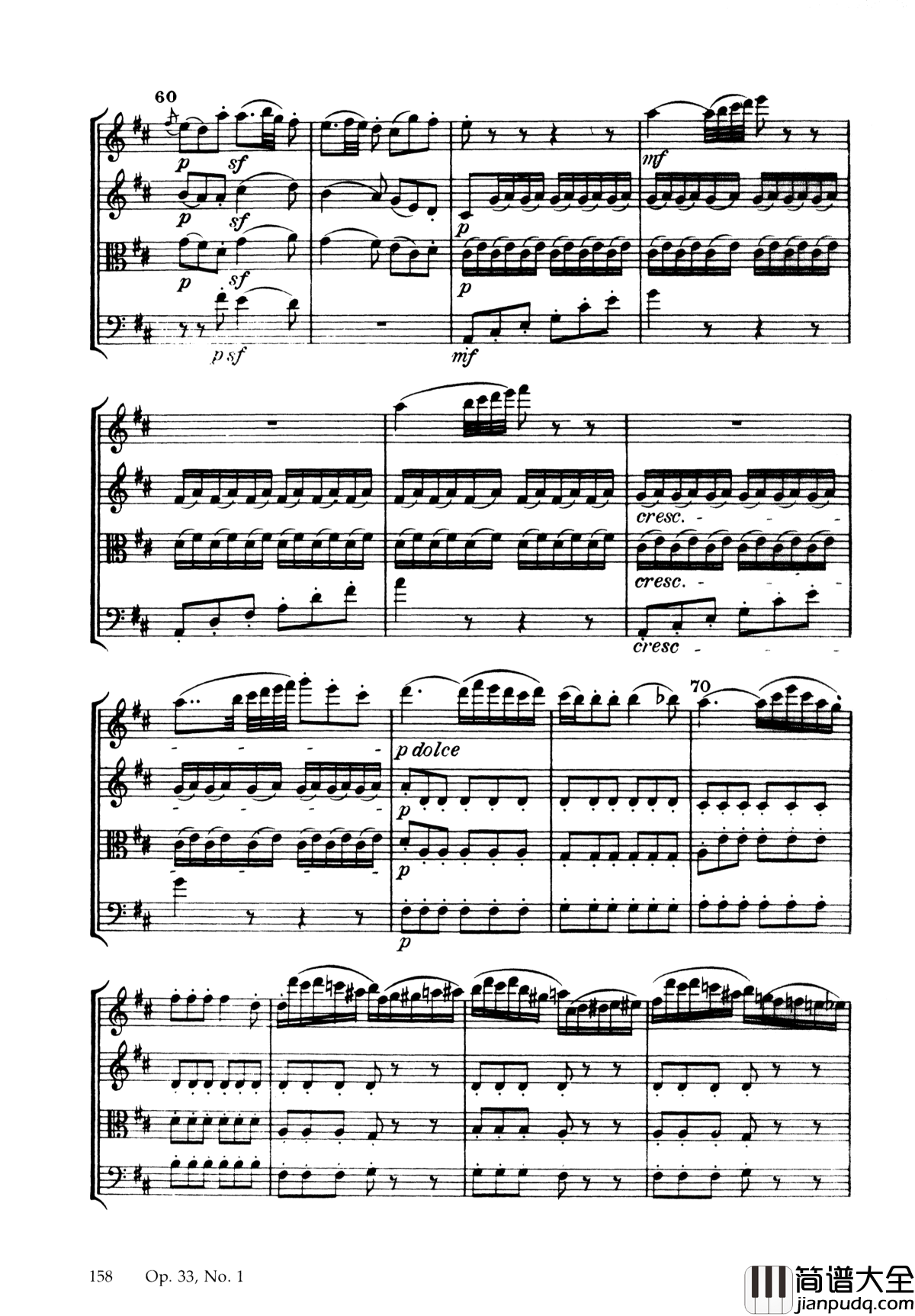 b小调弦乐四重奏_Op.33__No.1钢琴谱_海顿