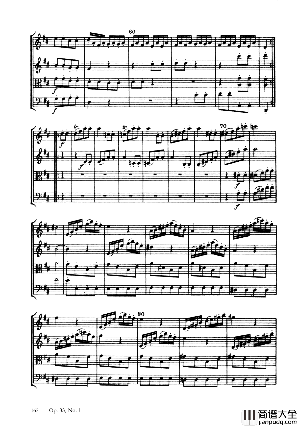 b小调弦乐四重奏_Op.33__No.1钢琴谱_海顿