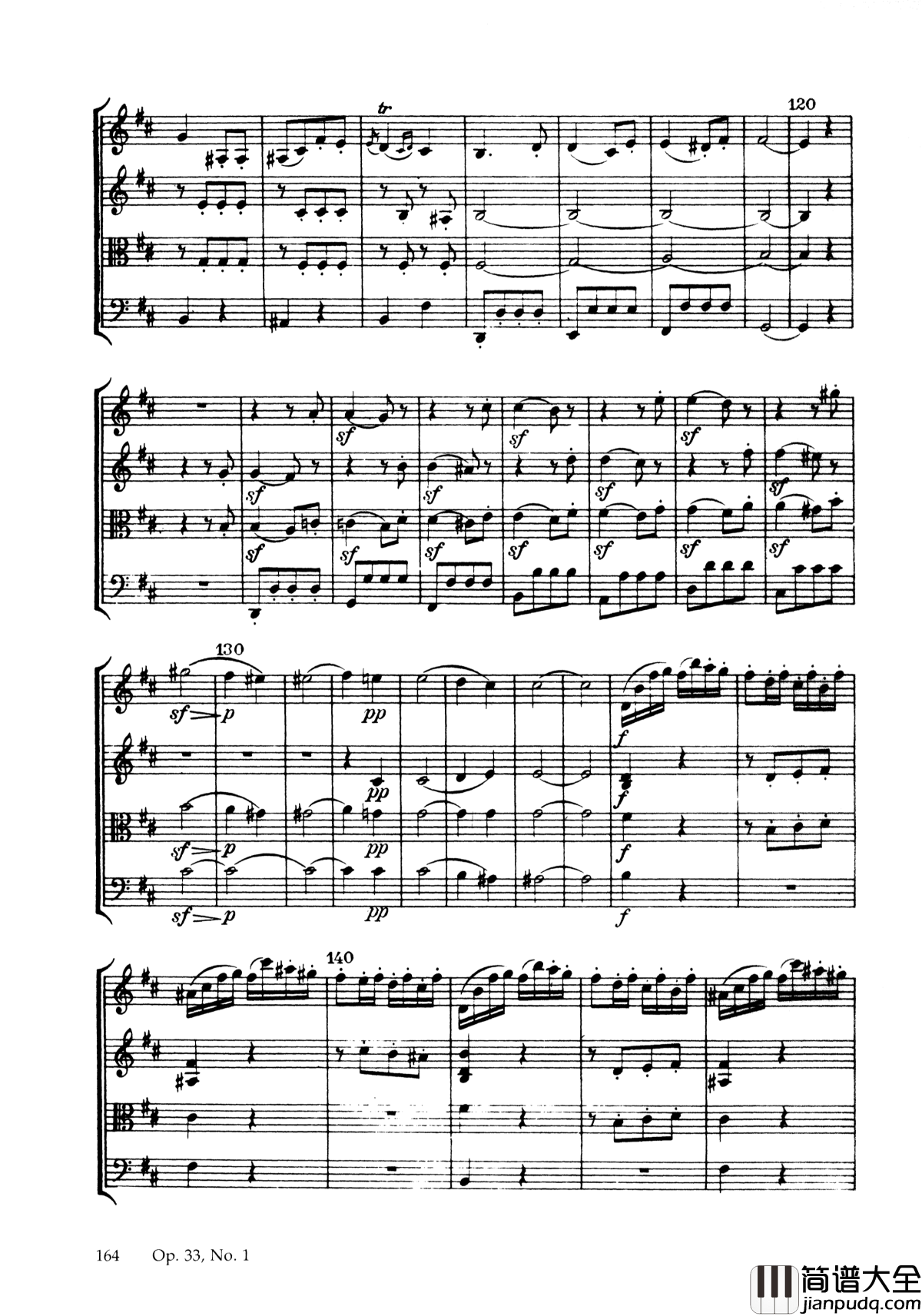 b小调弦乐四重奏_Op.33__No.1钢琴谱_海顿