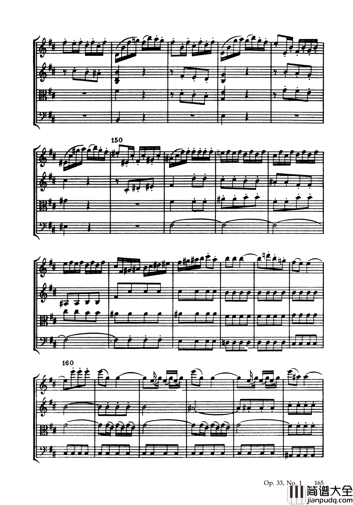 b小调弦乐四重奏_Op.33__No.1钢琴谱_海顿