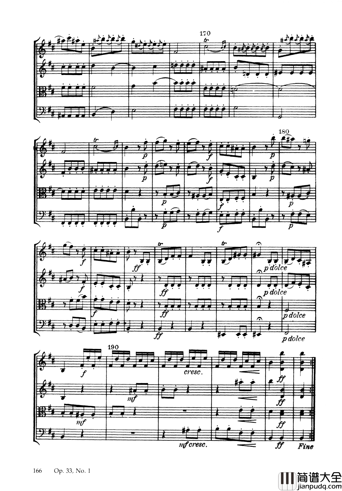 b小调弦乐四重奏_Op.33__No.1钢琴谱_海顿