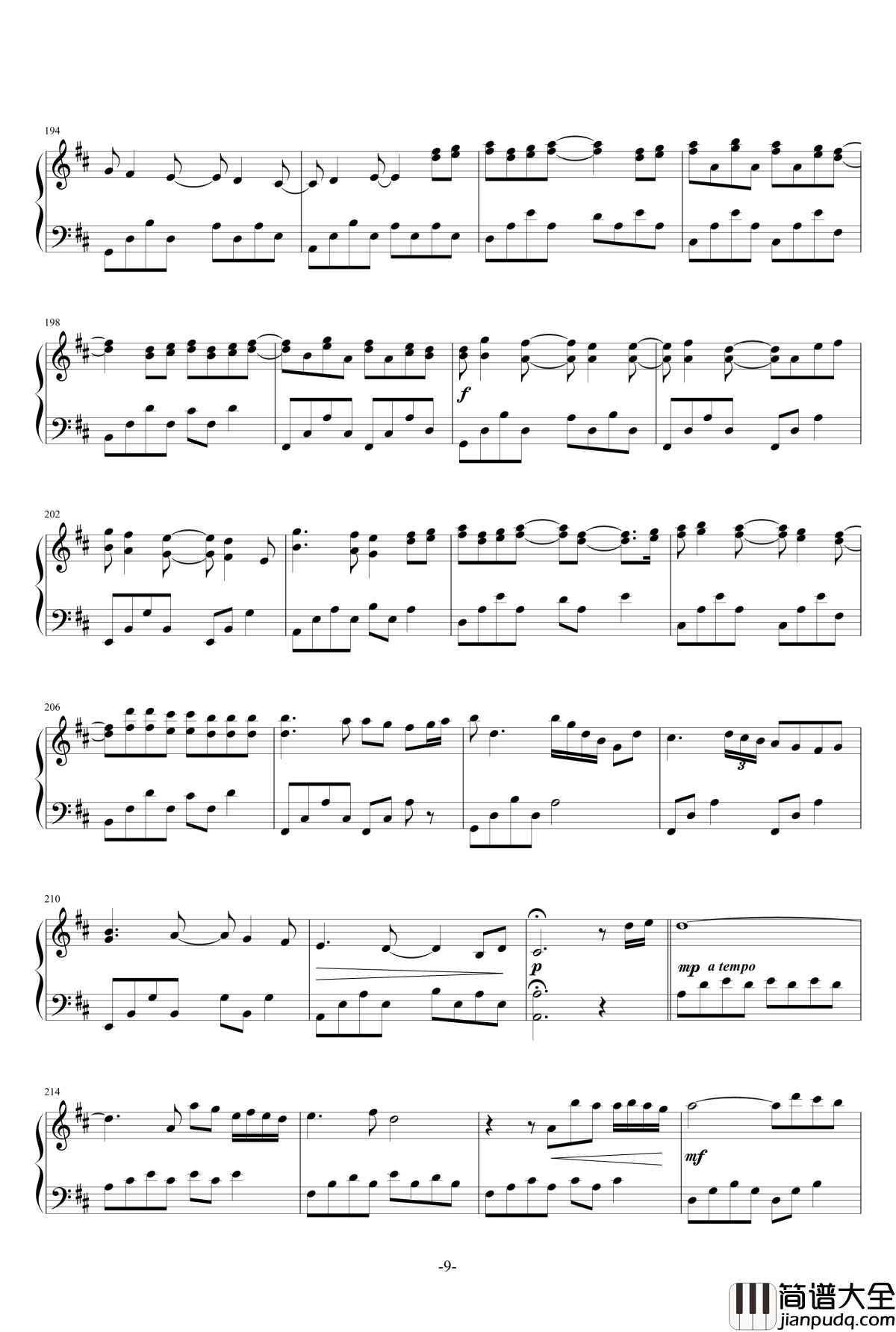 Canon_In_D_Major_钢琴谱_唯美D大调卡农_DavidLanz