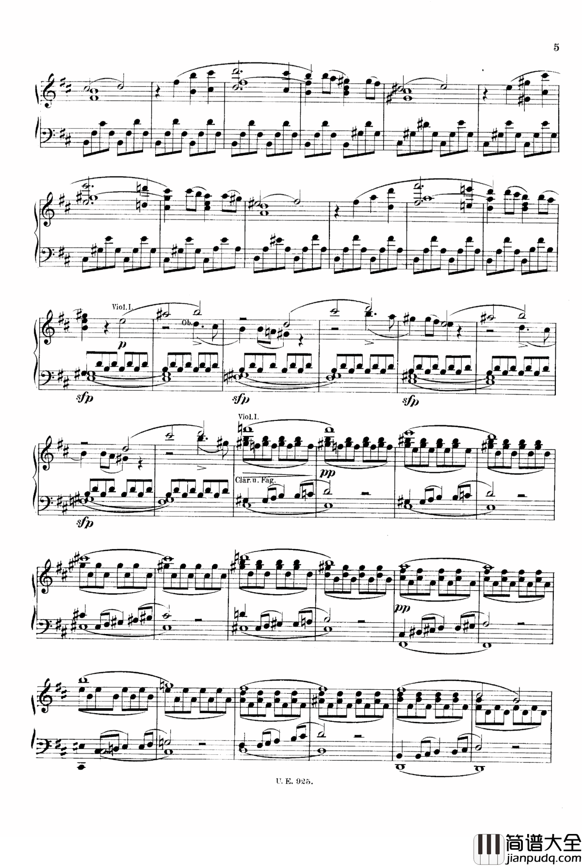 D大调第一交响曲_D.82钢琴谱_舒伯特