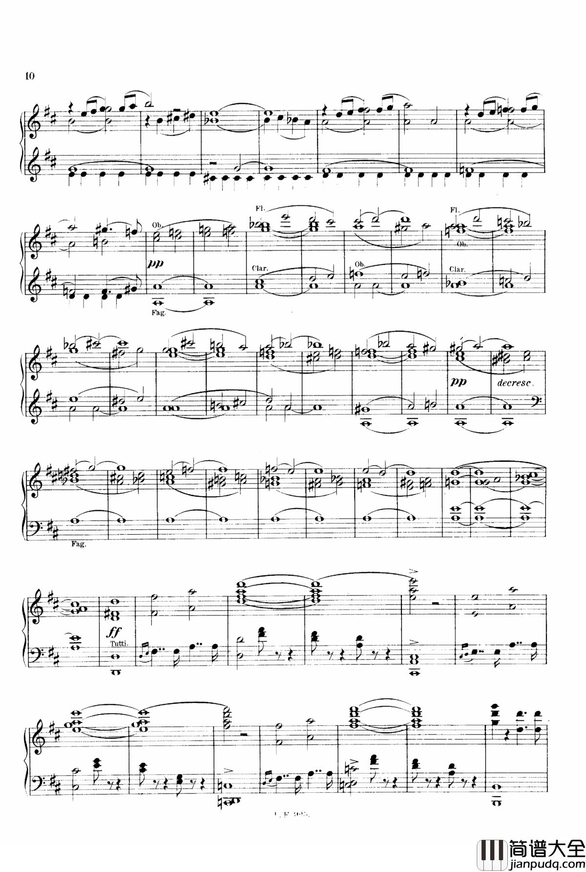 D大调第一交响曲_D.82钢琴谱_舒伯特